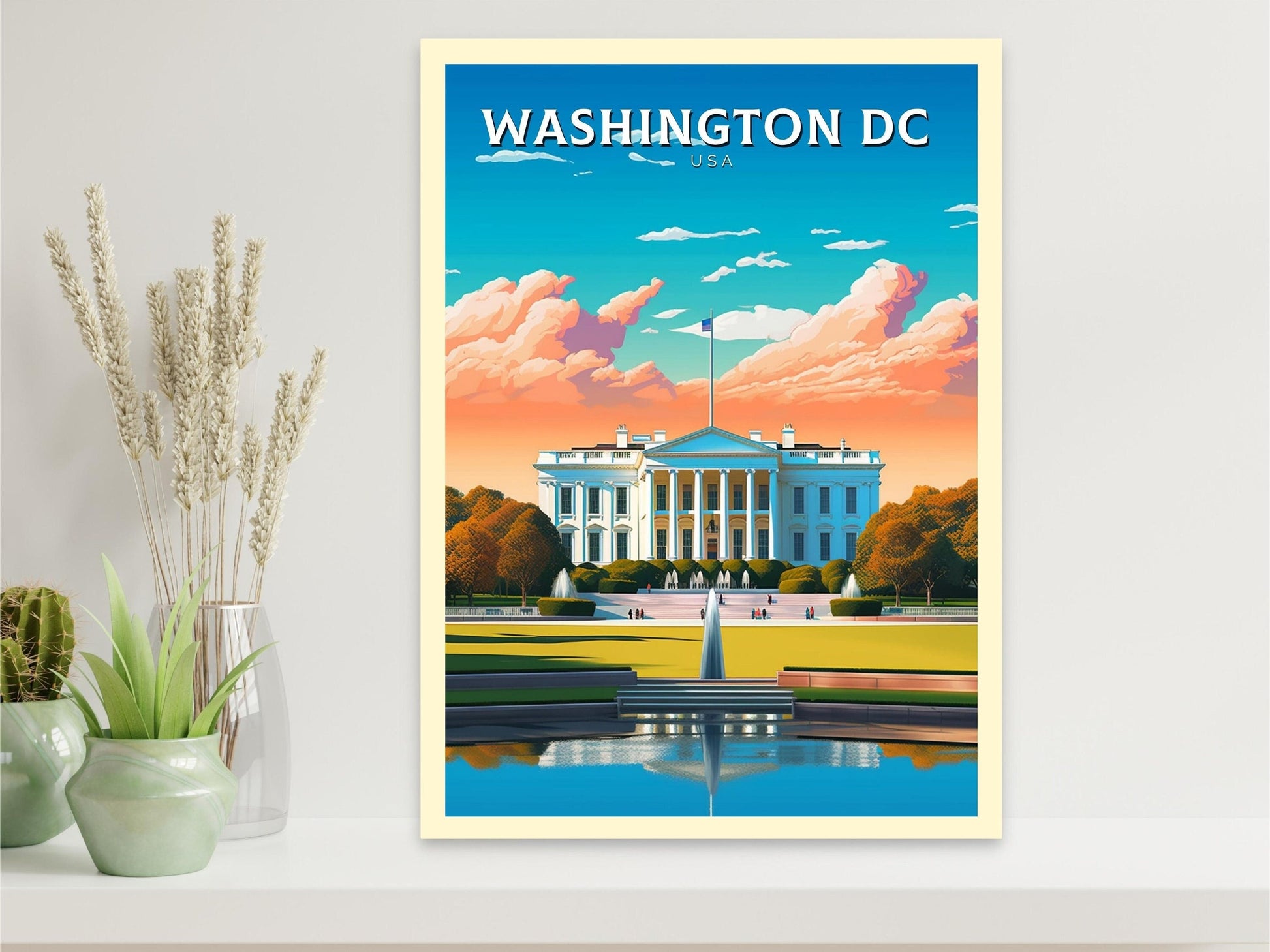 Washington D.C. Travel Print | Washington DC Poster | Washington Illustration | D.C. Wall Art | White House Print | USA Print | ID 231