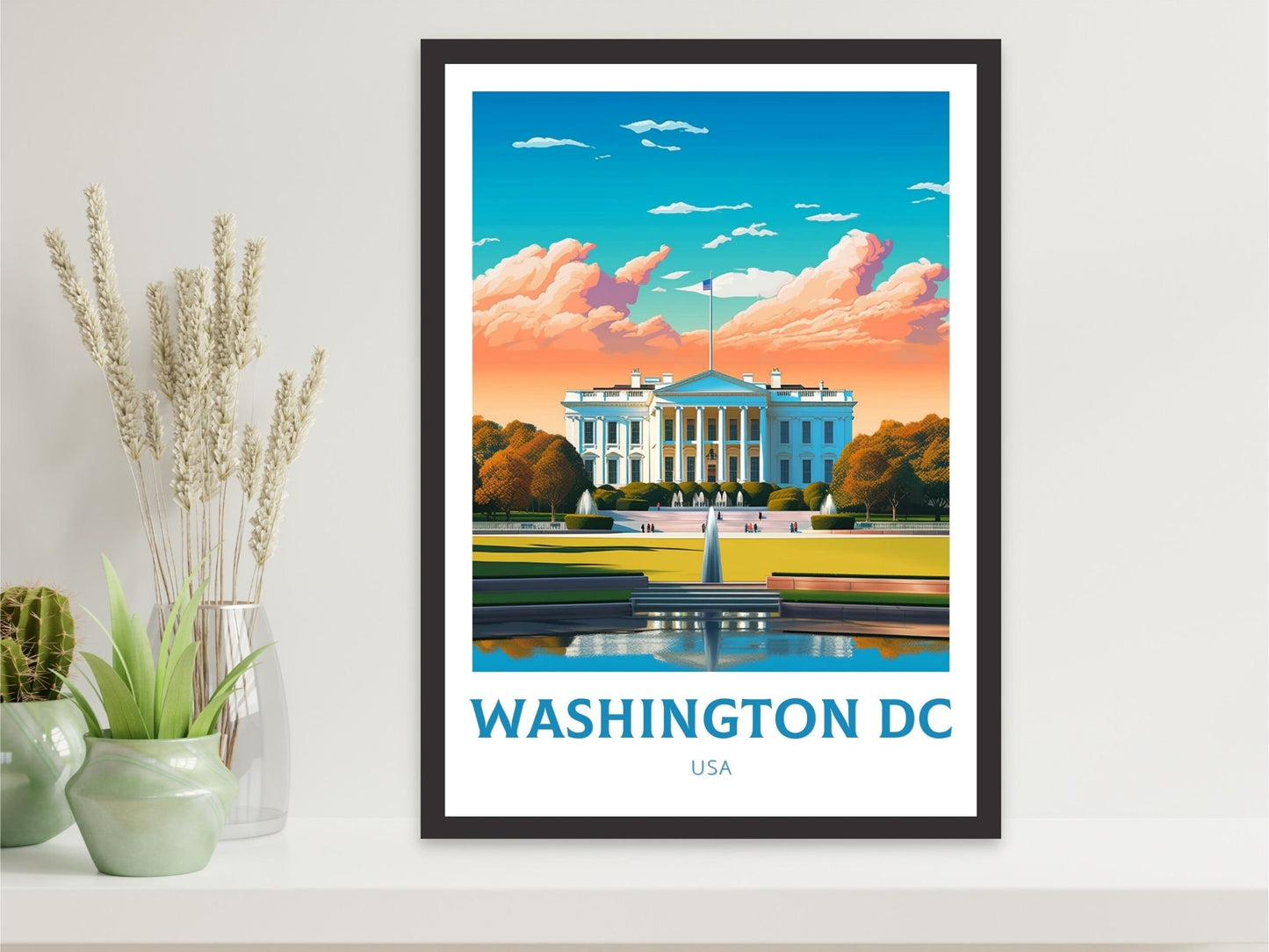 Washington DC Poster | Washington D.C. Travel Print | Washington Illustration | D.C. Wall Art | White House Print | USA Print | ID 232