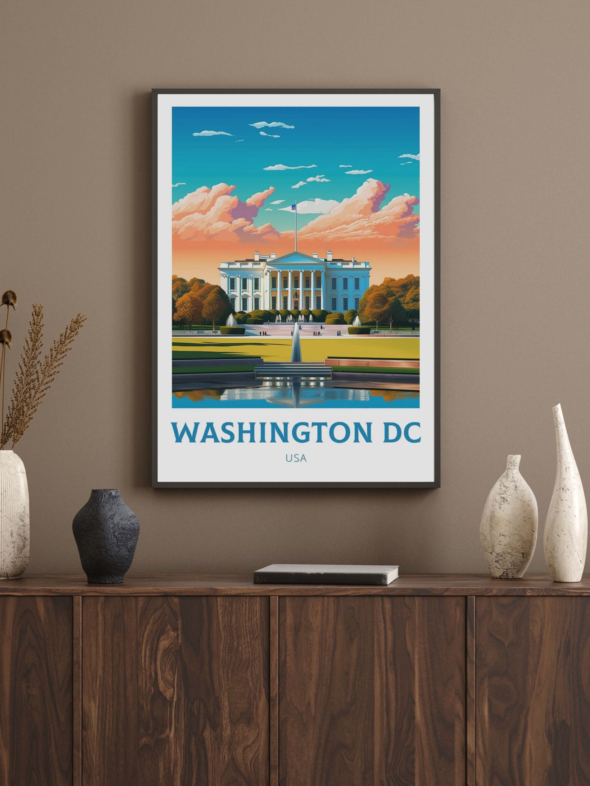 Washington DC Poster | Washington D.C. Travel Print | Washington Illustration | D.C. Wall Art | White House Print | USA Print | ID 232