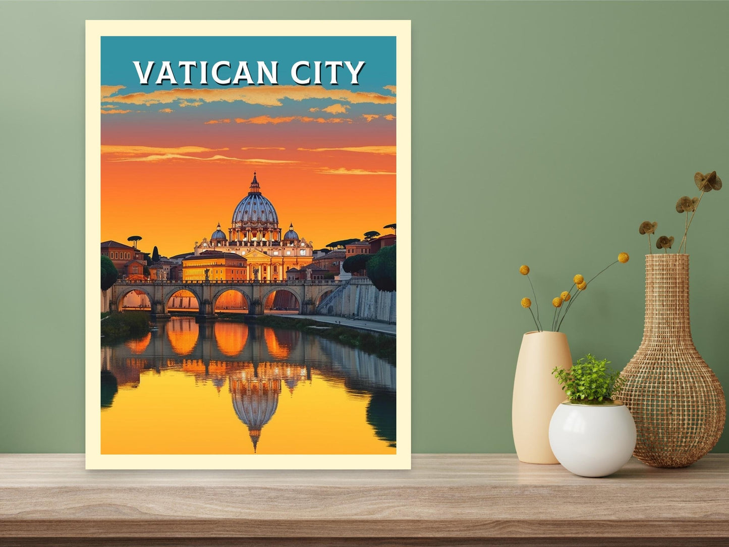 Vatican Sunset Print | Vatican Travel Poster | Travel Gifts | Vatican City Poster | Housewarming Gift | Vatican Art | Vatican Gift | ID 234