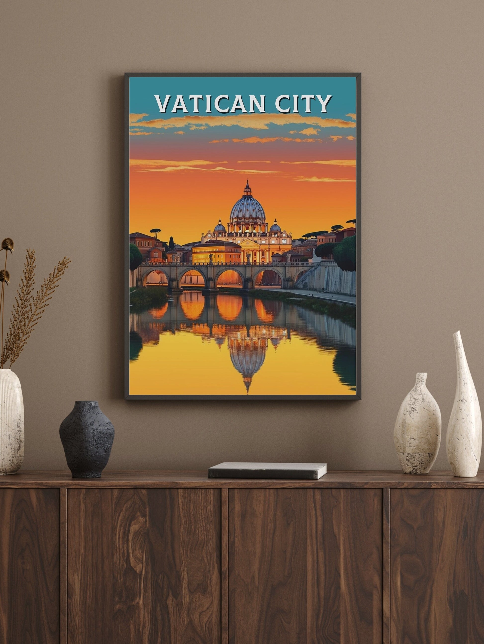 Vatican Sunset Print | Vatican Travel Poster | Travel Gifts | Vatican City Poster | Housewarming Gift | Vatican Art | Vatican Gift | ID 234