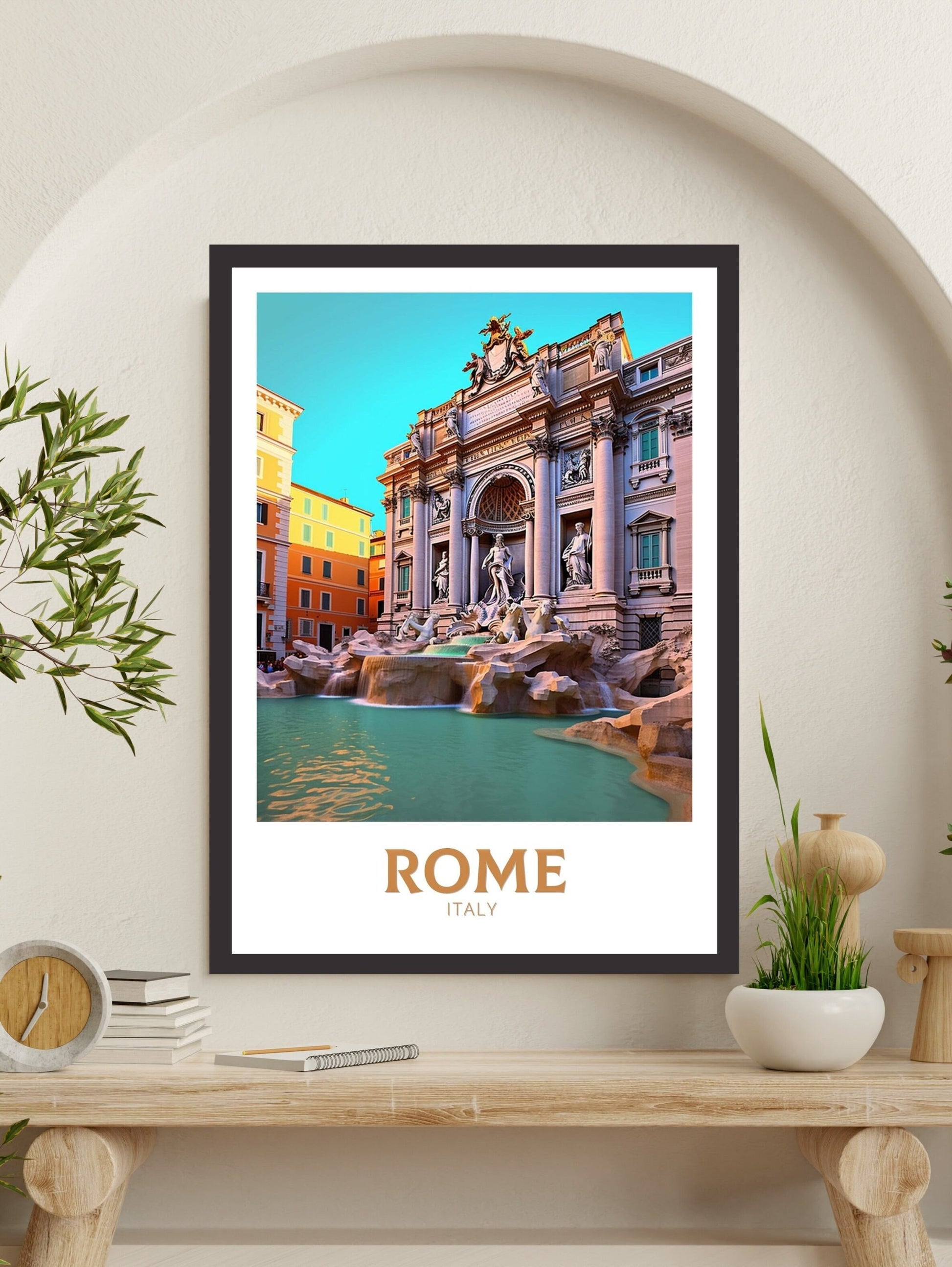 Rome Poster Art | Rome Travel Print | Rome Wall Art | Trevi Fountain Print | Rome Artwork | Rome Italy Home Decor | Italy Artwork | ID 240