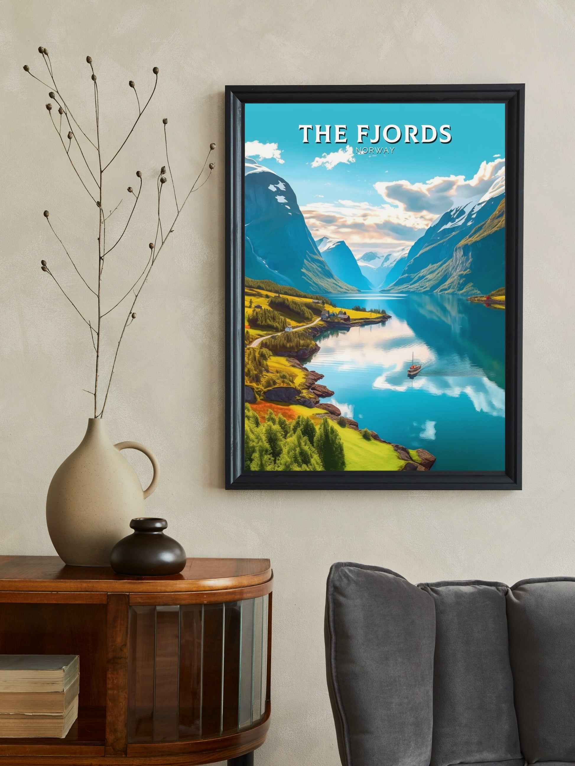 The Fjords Travel Print | The Fjords Illustration | Norway Wall Art | Norway Print | The Fjords Travel Poster | Norway Wall Art | ID 251