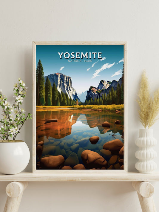 Yosemite National Park Travel Print | Yosemite National Park Illustration | Yosemite Park Wall Art | California Travel Print | ID 257