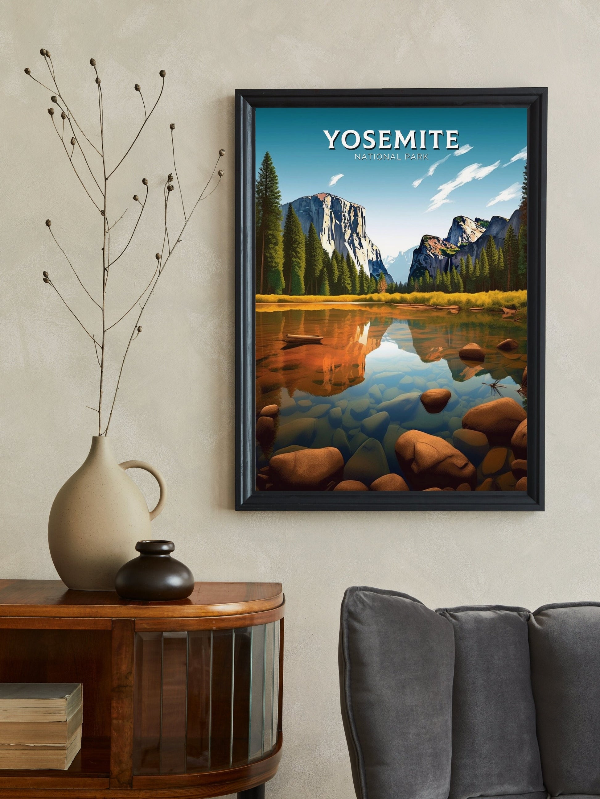 Yosemite National Park Travel Print | Yosemite National Park Illustration | Yosemite Park Wall Art | California Travel Print | ID 257