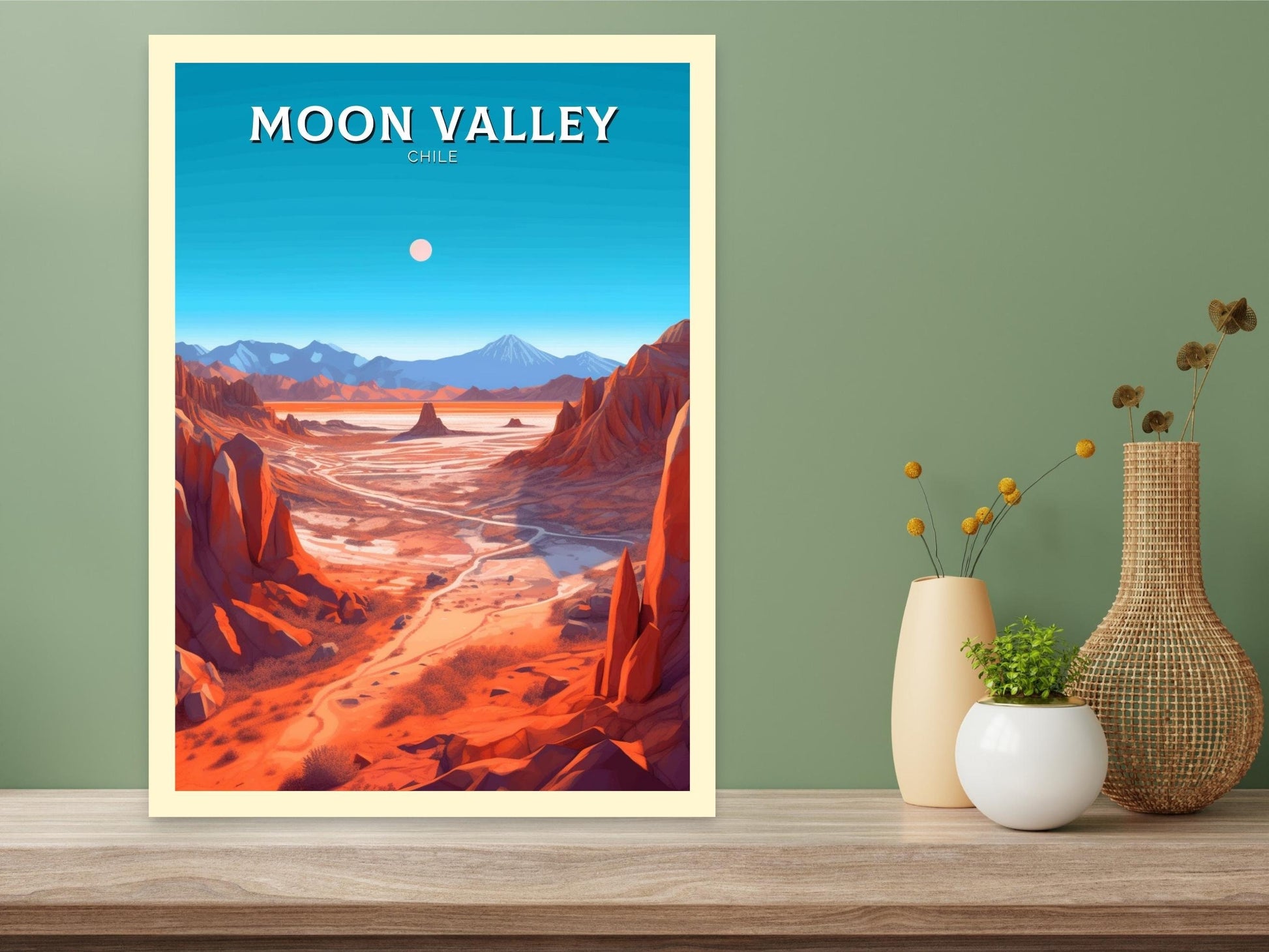 Moon Valley Travel Poster | Moon Valley Travel Print | Moon Valley Design | Moon Valley Wall Art | Moon Valley Painting | Chile Art ID 265