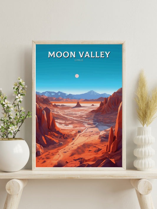 Moon Valley Travel Poster | Moon Valley Travel Print | Moon Valley Design | Moon Valley Wall Art | Moon Valley Painting | Chile Art ID 265