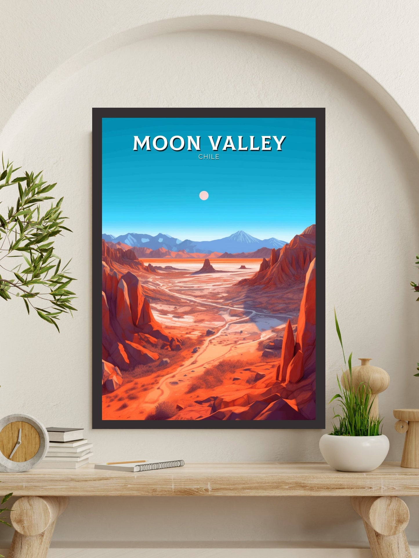 Moon Valley Travel Poster | Moon Valley Travel Print | Moon Valley Design | Moon Valley Wall Art | Moon Valley Painting | Chile Art ID 265