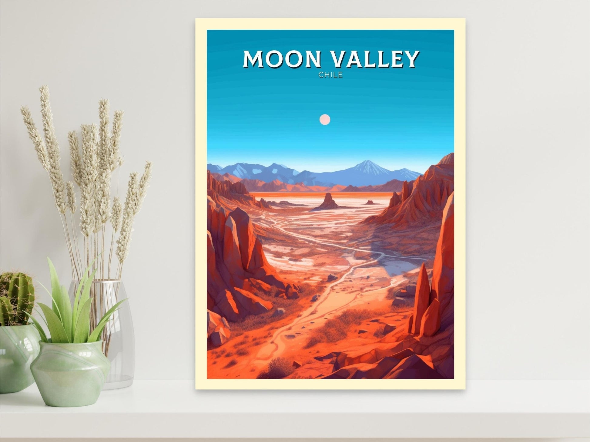 Moon Valley Travel Poster | Moon Valley Travel Print | Moon Valley Design | Moon Valley Wall Art | Moon Valley Painting | Chile Art ID 265