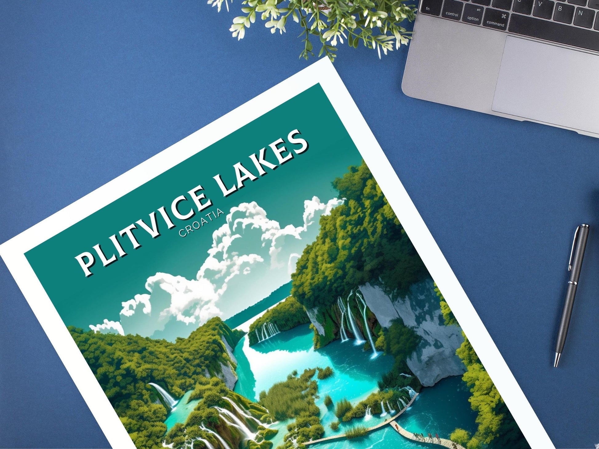 Plitvice Lakes Travel Print | Plitvice Illustration | Plitvice Wall Art | Croatia Print | Plitvice Print | Plitvice Lakes Painting | ID 267