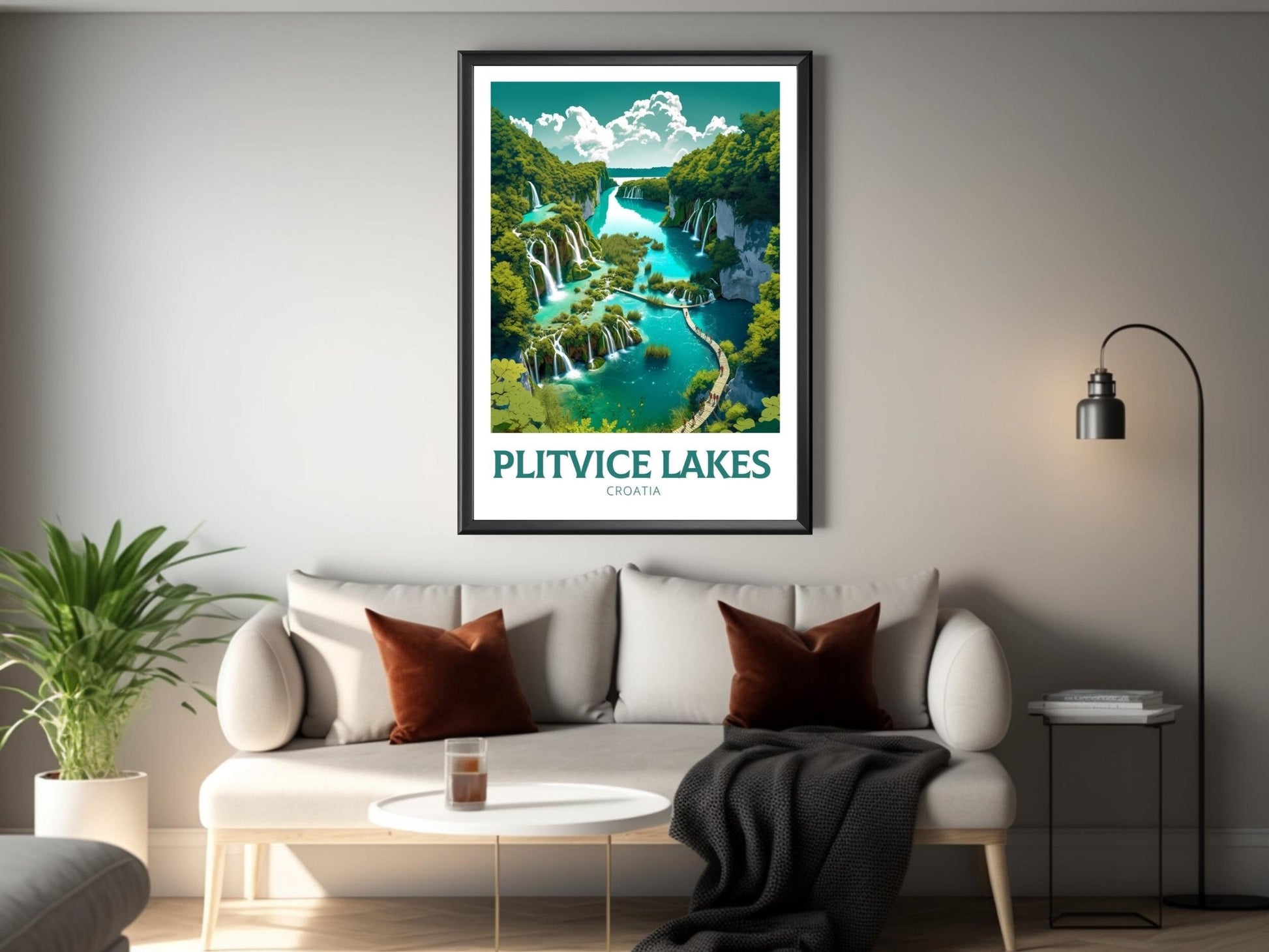 Plitvice Lakes Poster | Plitvice Lakes Travel Print | Plitvice Illustration | Plitvice Wall Art | Croatia Print | Plitvice Print | ID 268