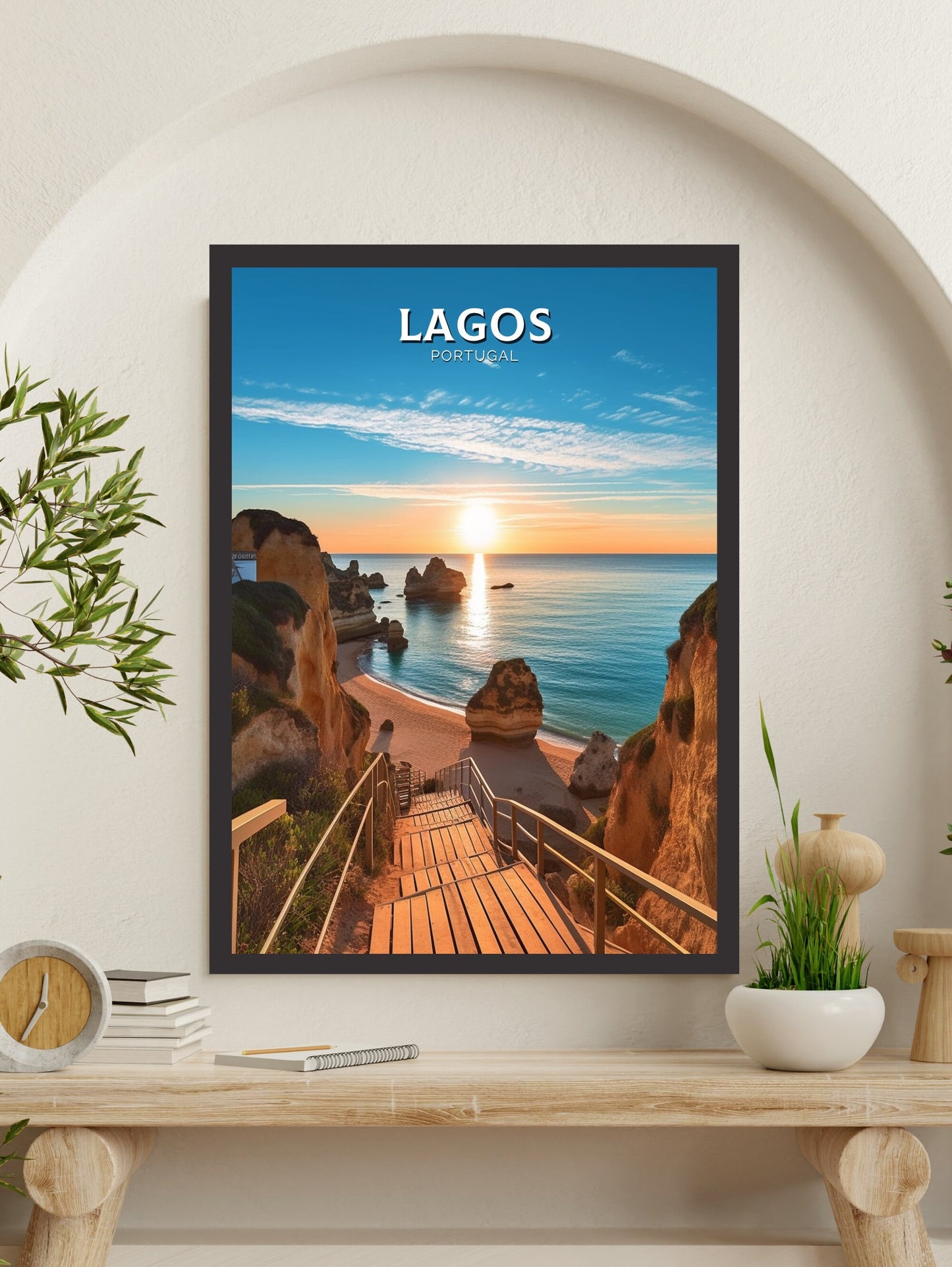 Lagos Travel Print | Lagos Travel Poster | Lagos Illustration | Lagos Wall Art | Portugal Print | Lagos Portugal Painting | ID 273