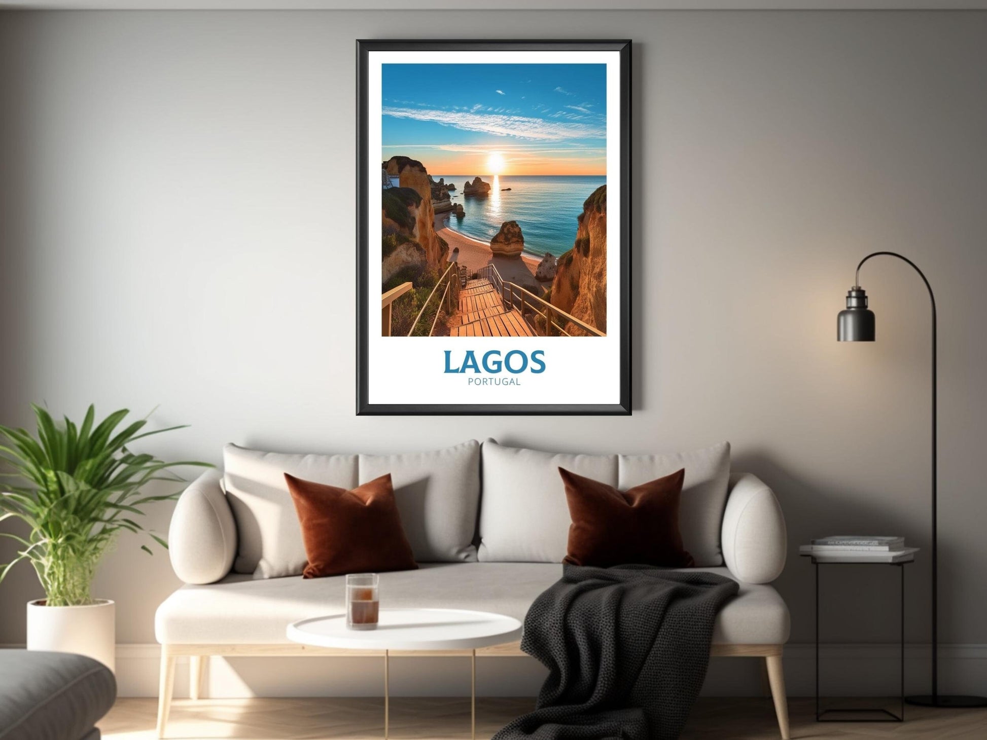 Lagos Travel Poster | Lagos Travel Print | Lagos Illustration | Lagos Wall Art | Portugal Print | Lagos Portugal Painting | ID 274