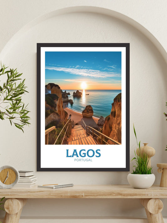 Lagos Travel Poster | Lagos Travel Print | Lagos Illustration | Lagos Wall Art | Portugal Print | Lagos Portugal Painting | ID 274
