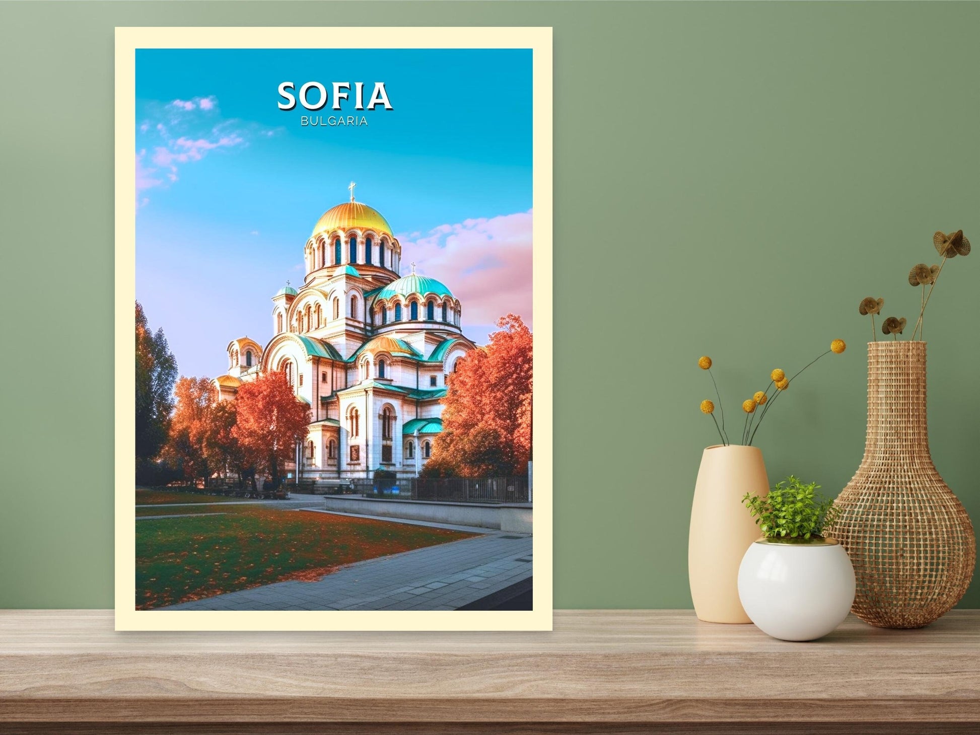 Sofia Travel Print | Sofia Illustration | Sofia Wall Art | Bulgaria Print | Sofia Travel Poster| Sofia Church Print | Alexandr Nevski ID 275