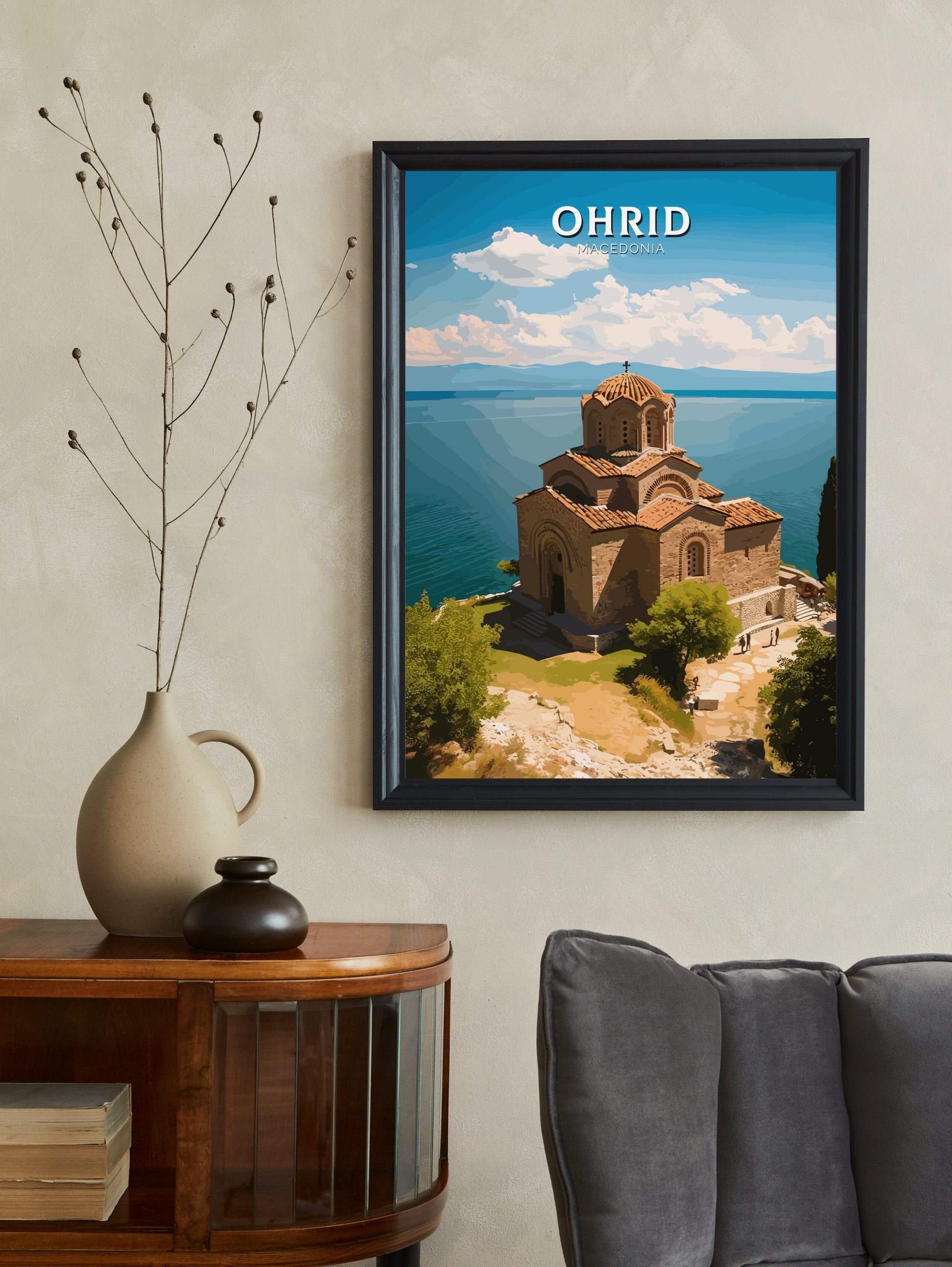 Ohrid Macedonia Travel Print | Ohrid Illustration | Ohrid Wall Art | Ohrid Print | Ohrid Travel Poster | Ohrid Church Print | ID 277