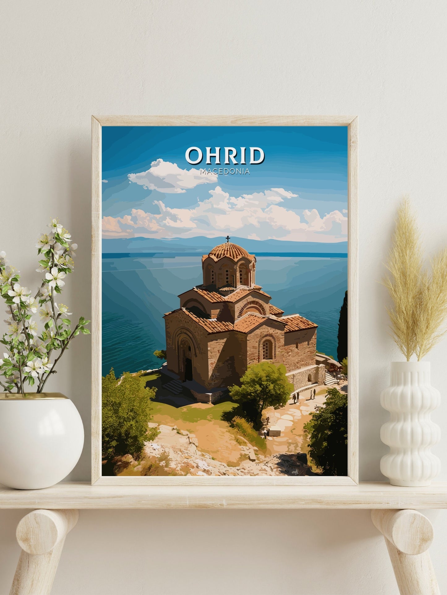 Ohrid Macedonia Travel Print | Ohrid Illustration | Ohrid Wall Art | Ohrid Print | Ohrid Travel Poster | Ohrid Church Print | ID 277