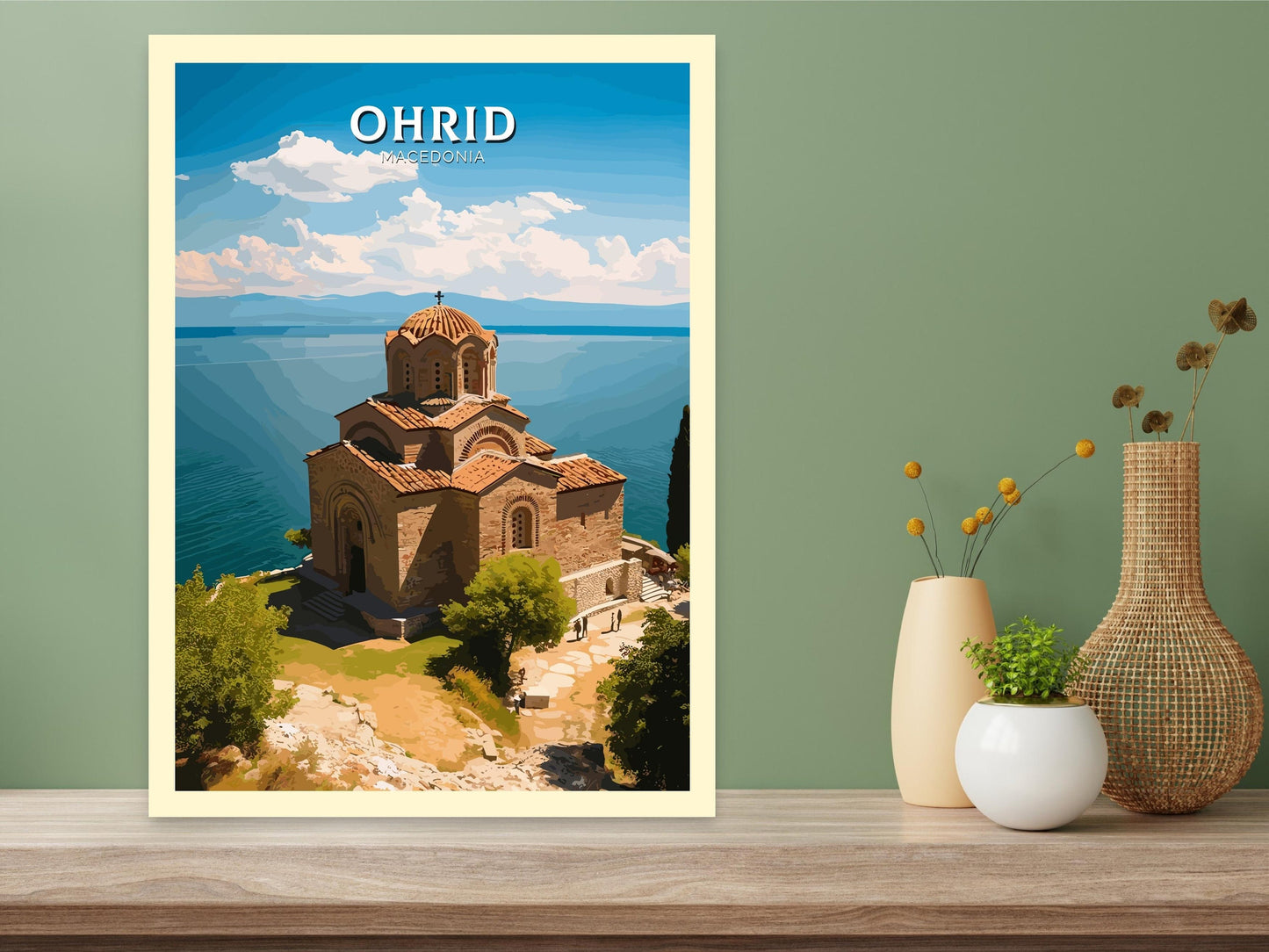 Ohrid Macedonia Travel Print | Ohrid Illustration | Ohrid Wall Art | Ohrid Print | Ohrid Travel Poster | Ohrid Church Print | ID 277