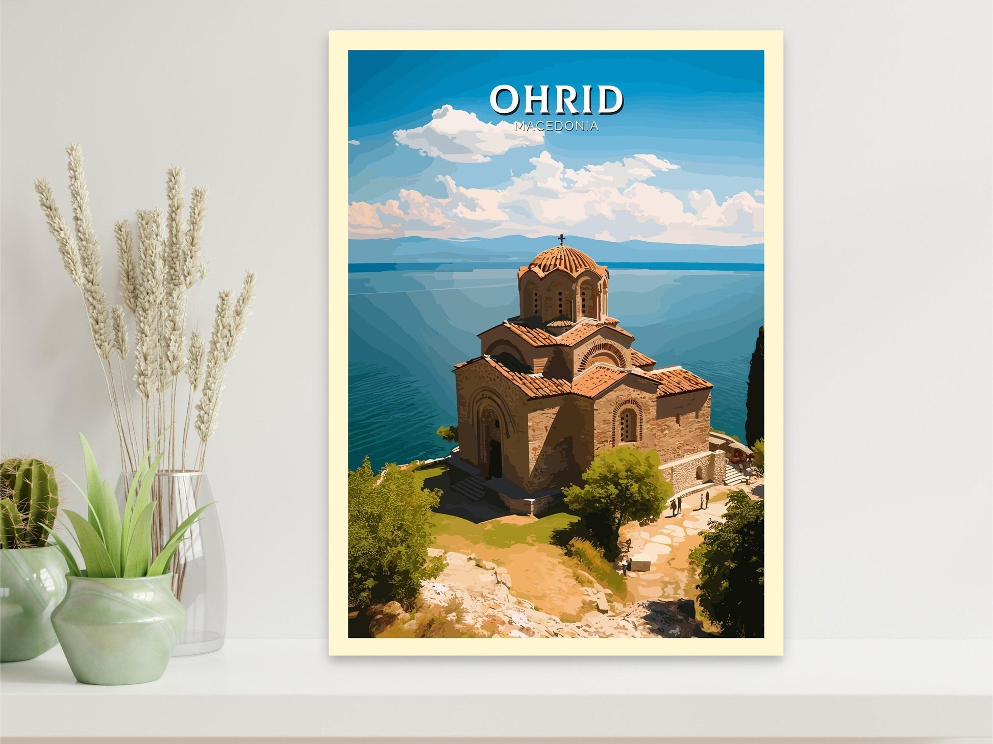 Ohrid Macedonia Travel Print | Ohrid Illustration | Ohrid Wall Art | Ohrid Print | Ohrid Travel Poster | Ohrid Church Print | ID 277