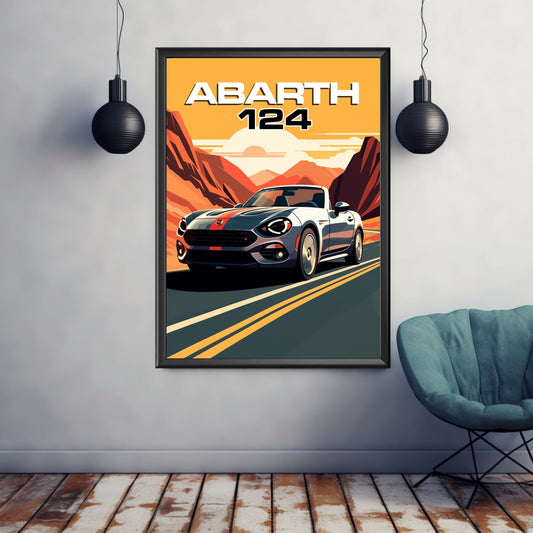 Abarth 124 Print, Abarth 124 Poster, Car Print, Car Poster, 2010s Car, Car Art, Modern Classic Car Print, Italian Car Print, Abarthisti