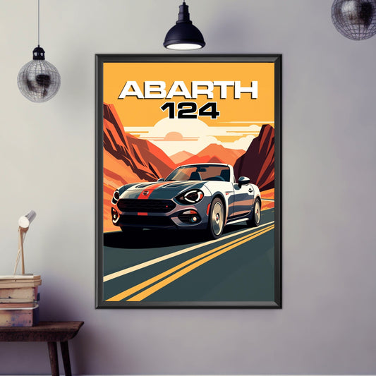 Abarth 124 Print, Abarth 124 Poster, Car Print, Car Poster, 2010s Car, Car Art, Modern Classic Car Print, Italian Car Print, Abarthisti