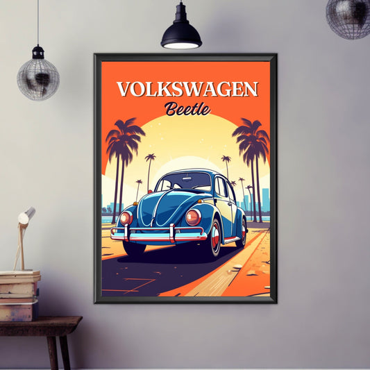 Volkswagen Beetle Print, Volkswagen Beetle Poster, 1950s Car, Vintage Car Print, Car Print, Car Poster, Car Art, Classic Car Print