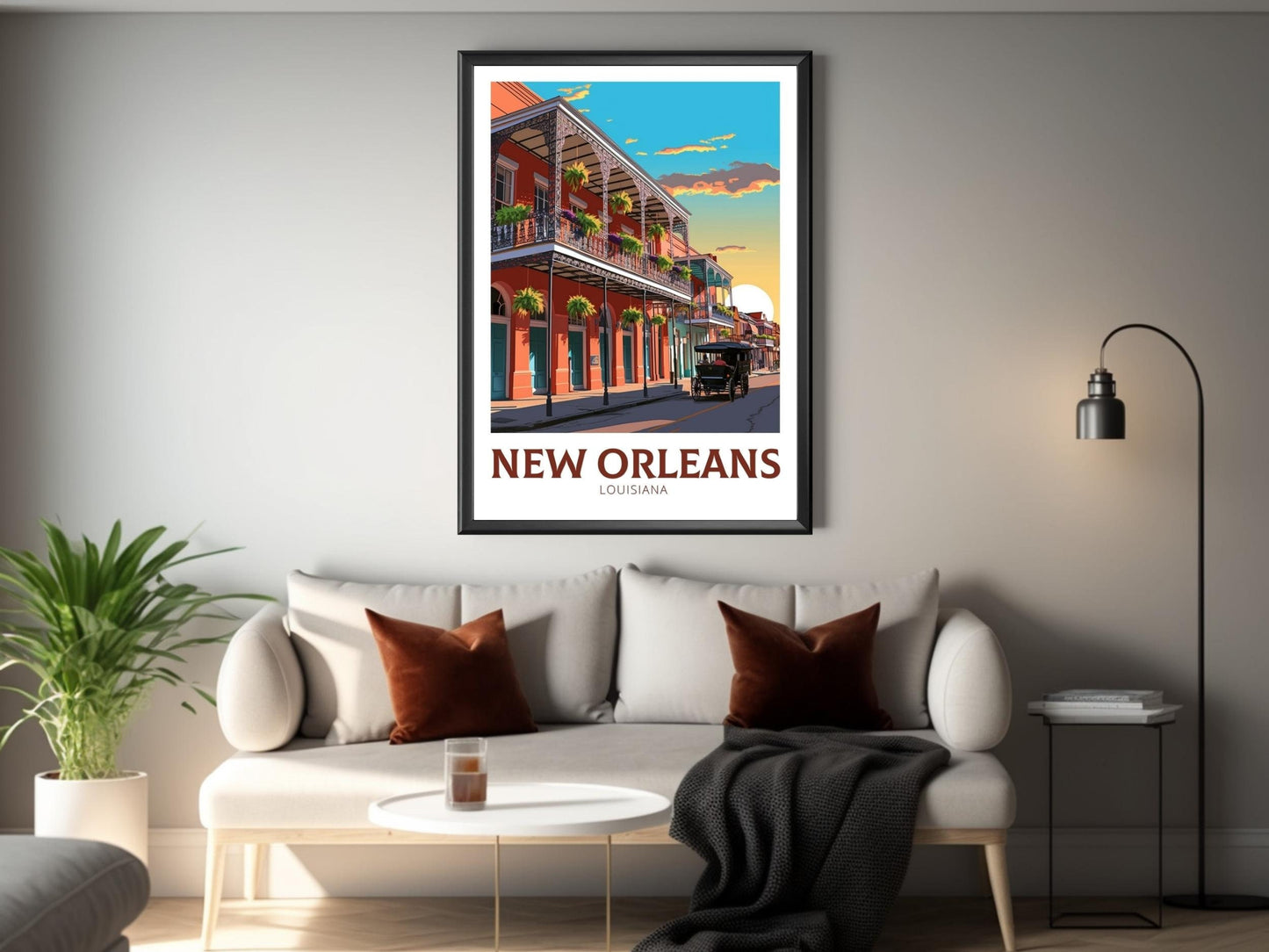 New Orleans Poster | New Orleans Travel Print | New Orleans Illustration | Louisiana Travel Print | New Orleans Wall Art | ID 383