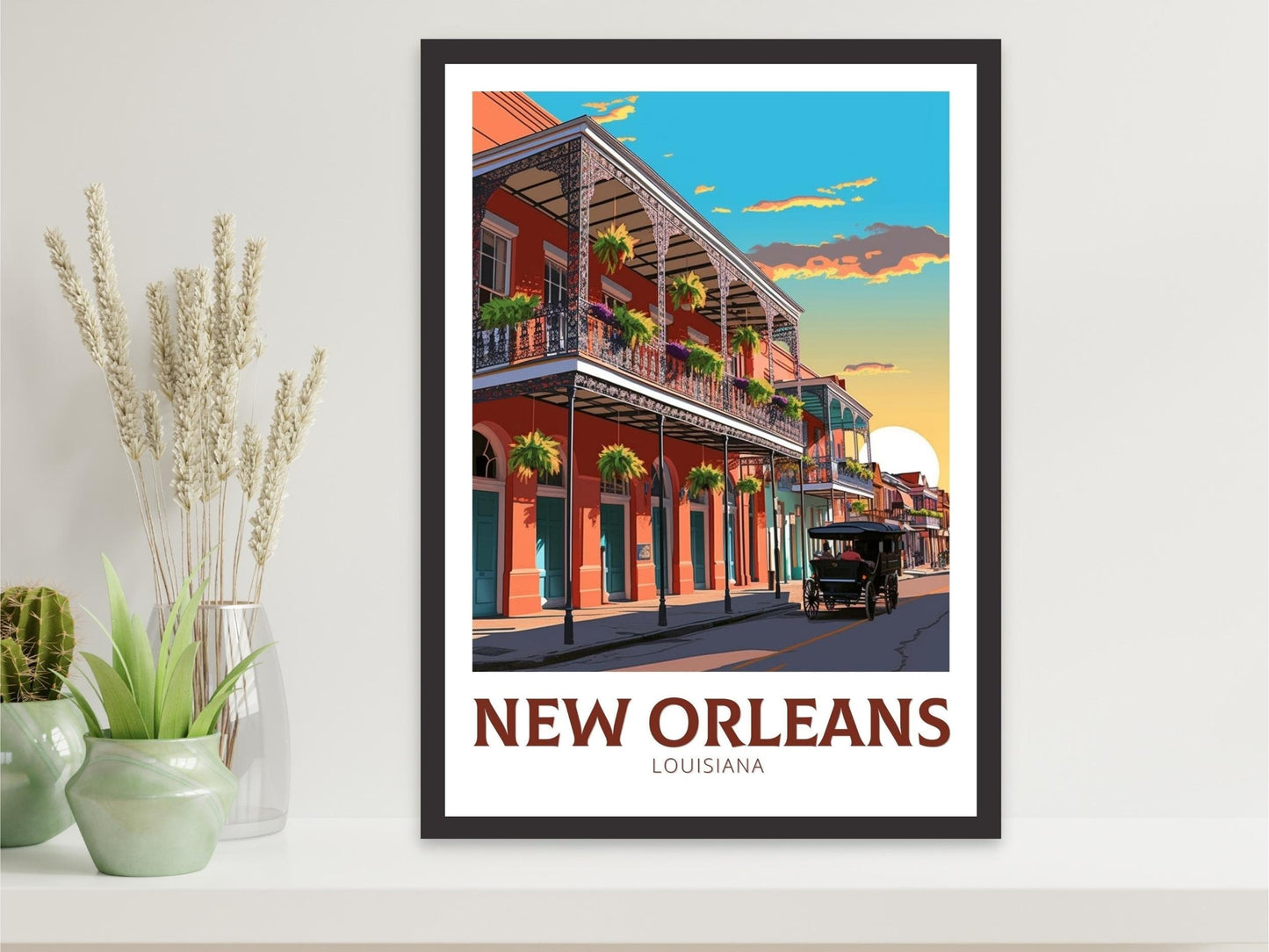 New Orleans Poster | New Orleans Travel Print | New Orleans Illustration | Louisiana Travel Print | New Orleans Wall Art | ID 383