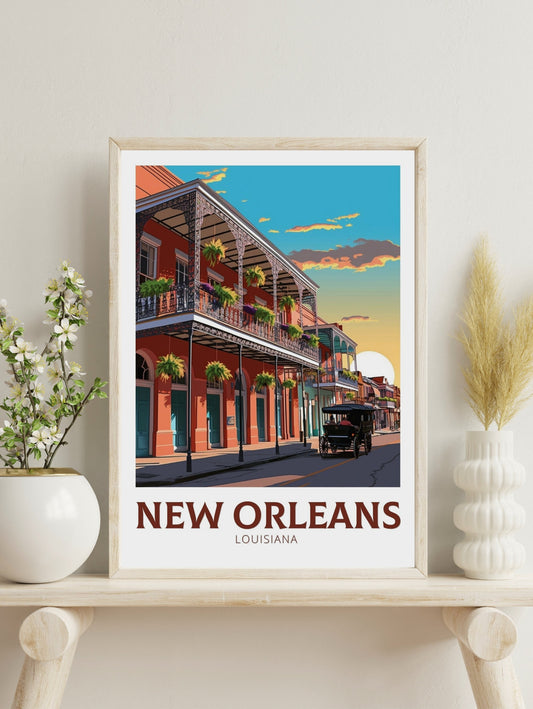 New Orleans Poster | New Orleans Travel Print | New Orleans Illustration | Louisiana Travel Print | New Orleans Wall Art | ID 383