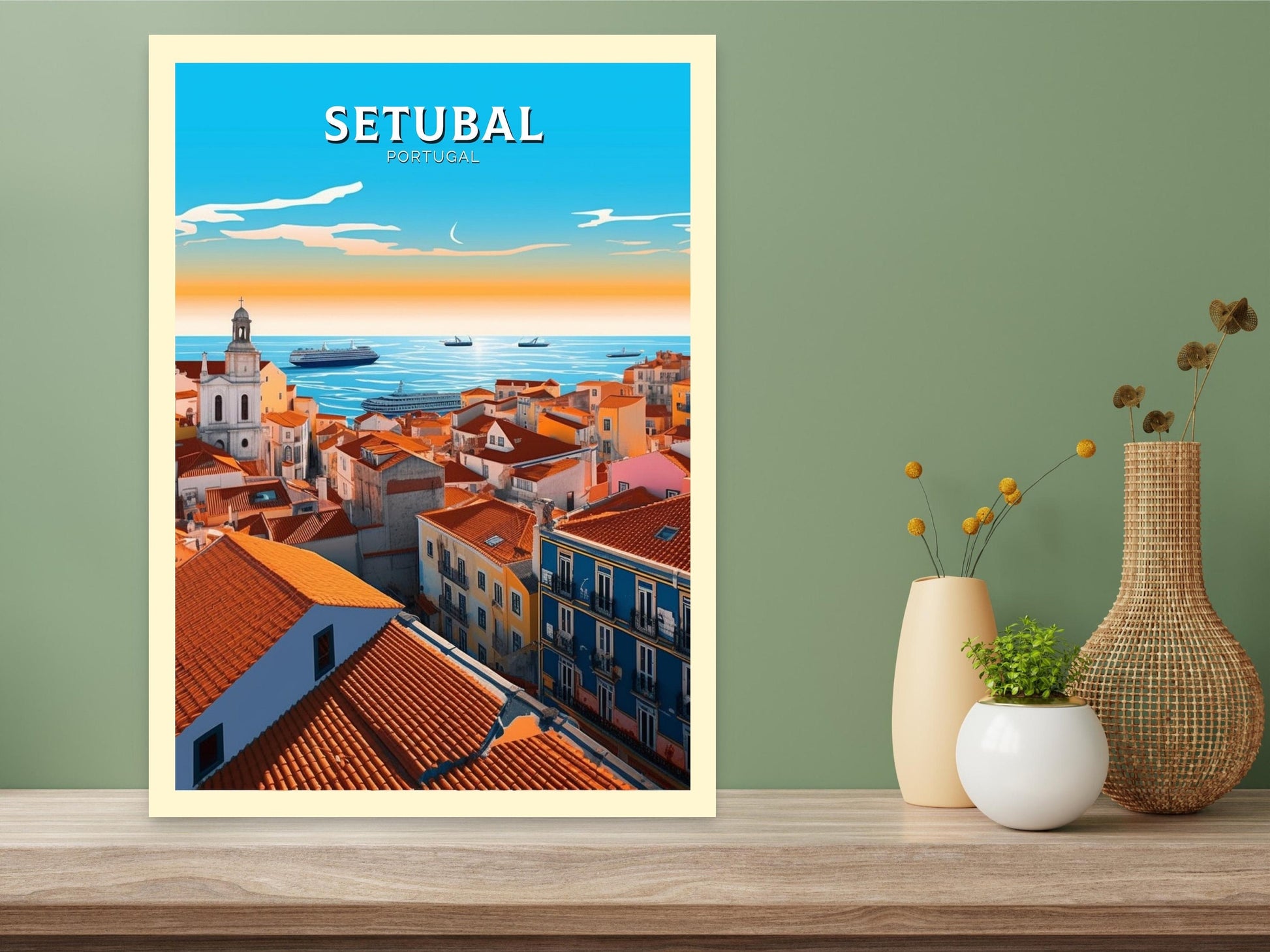 Setubal Portugal Travel Print | Setubal Illustration | Setubal Wall Art | Setubal Print | Setubal Print | Setubal Print Painting | ID 241