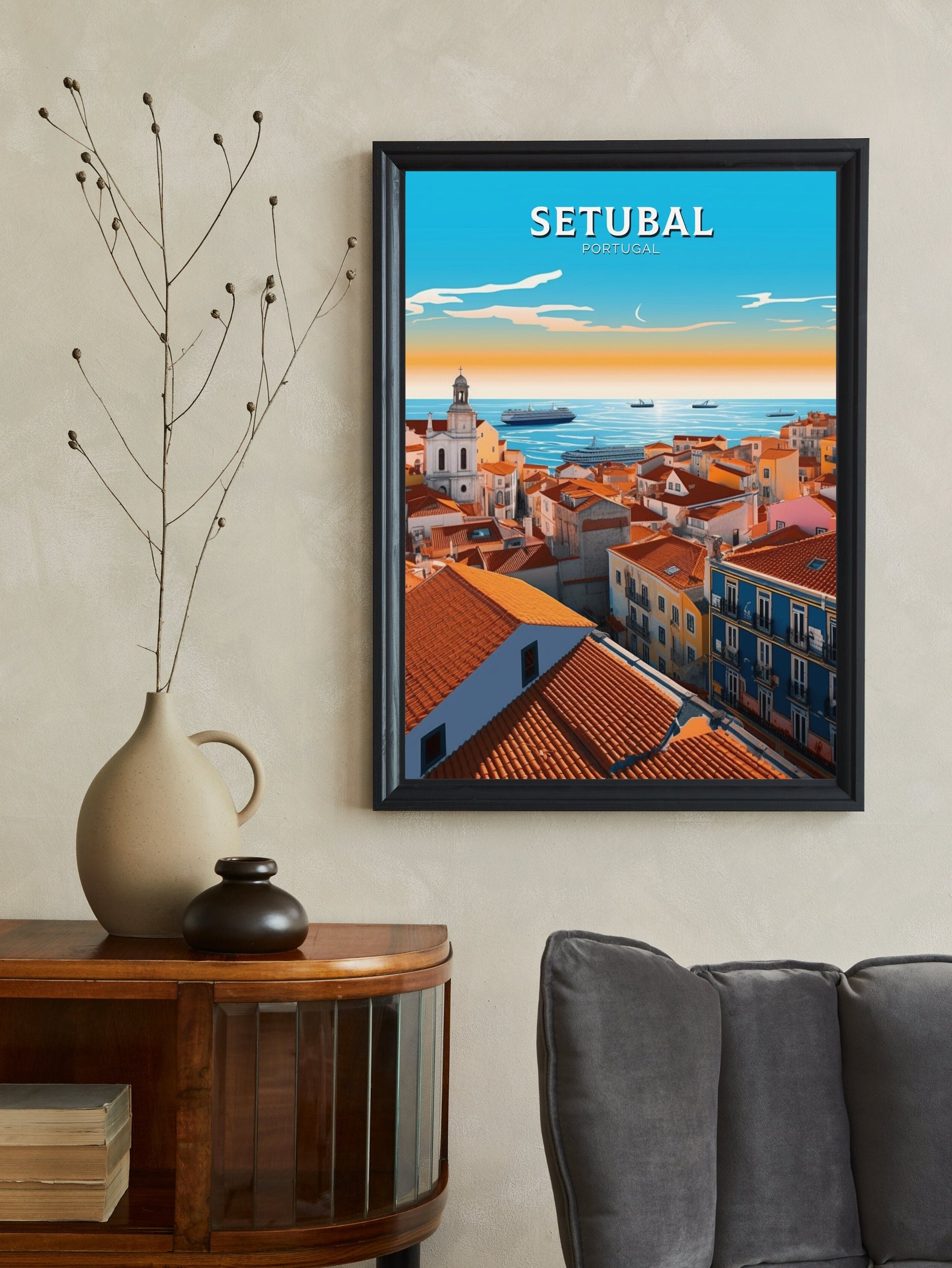 Setubal Portugal Travel Print | Setubal Illustration | Setubal Wall Art | Setubal Print | Setubal Print | Setubal Print Painting | ID 241