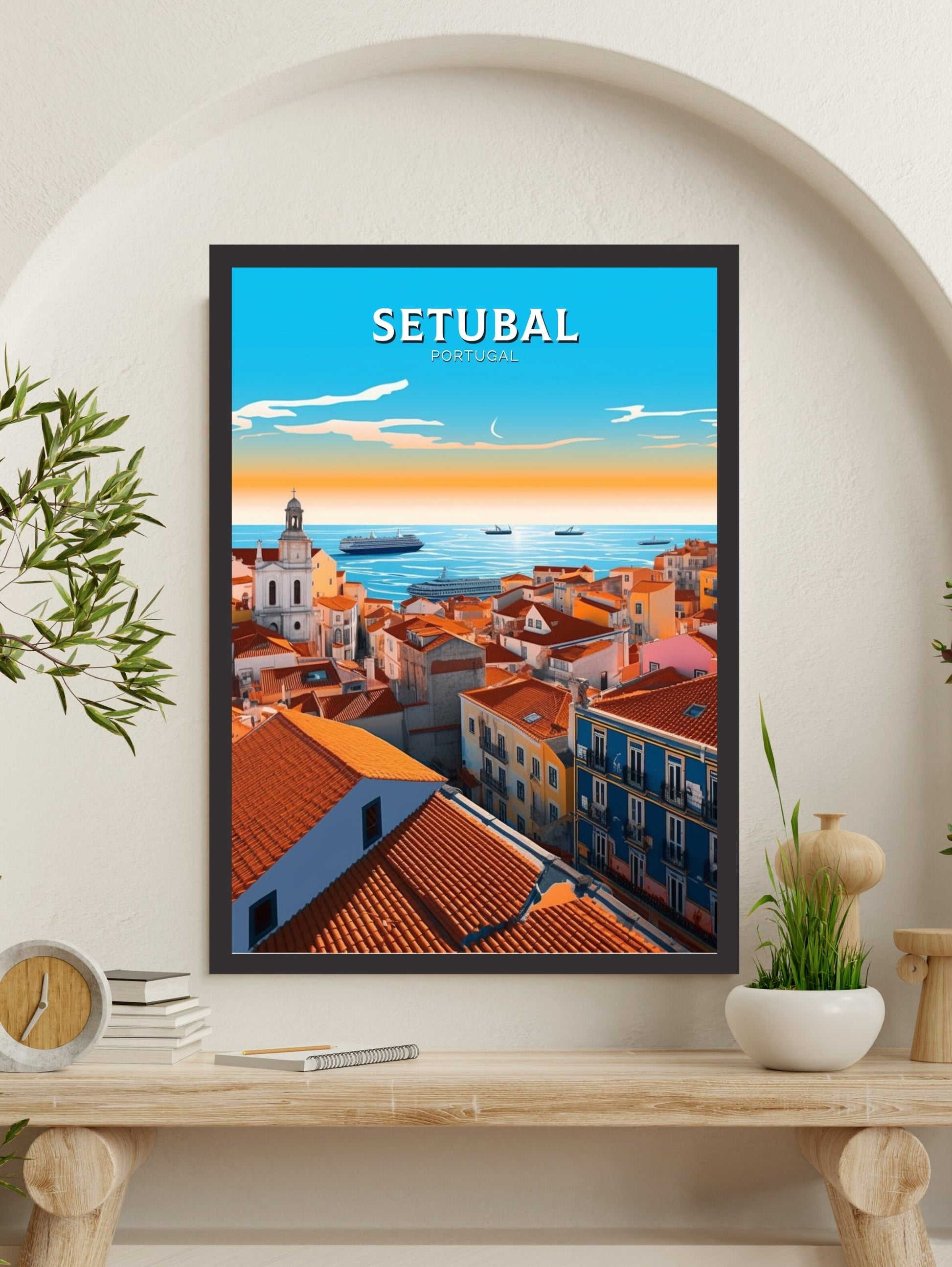 Setubal Portugal Travel Print | Setubal Illustration | Setubal Wall Art | Setubal Print | Setubal Print | Setubal Print Painting | ID 241