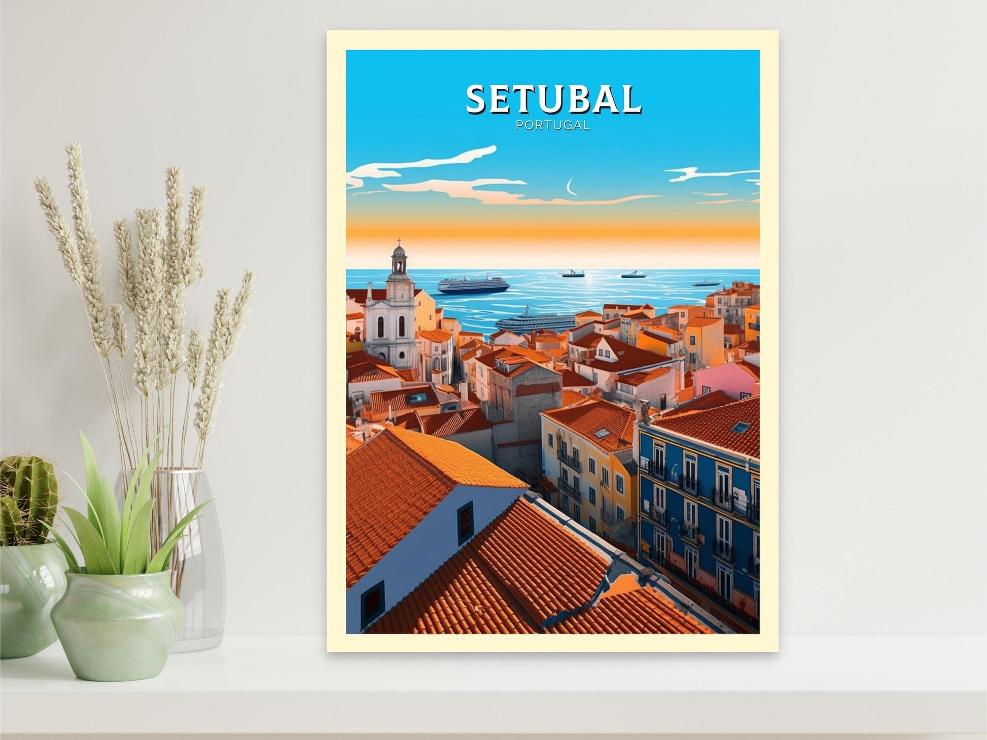 Setubal Portugal Travel Print | Setubal Illustration | Setubal Wall Art | Setubal Print | Setubal Print | Setubal Print Painting | ID 241