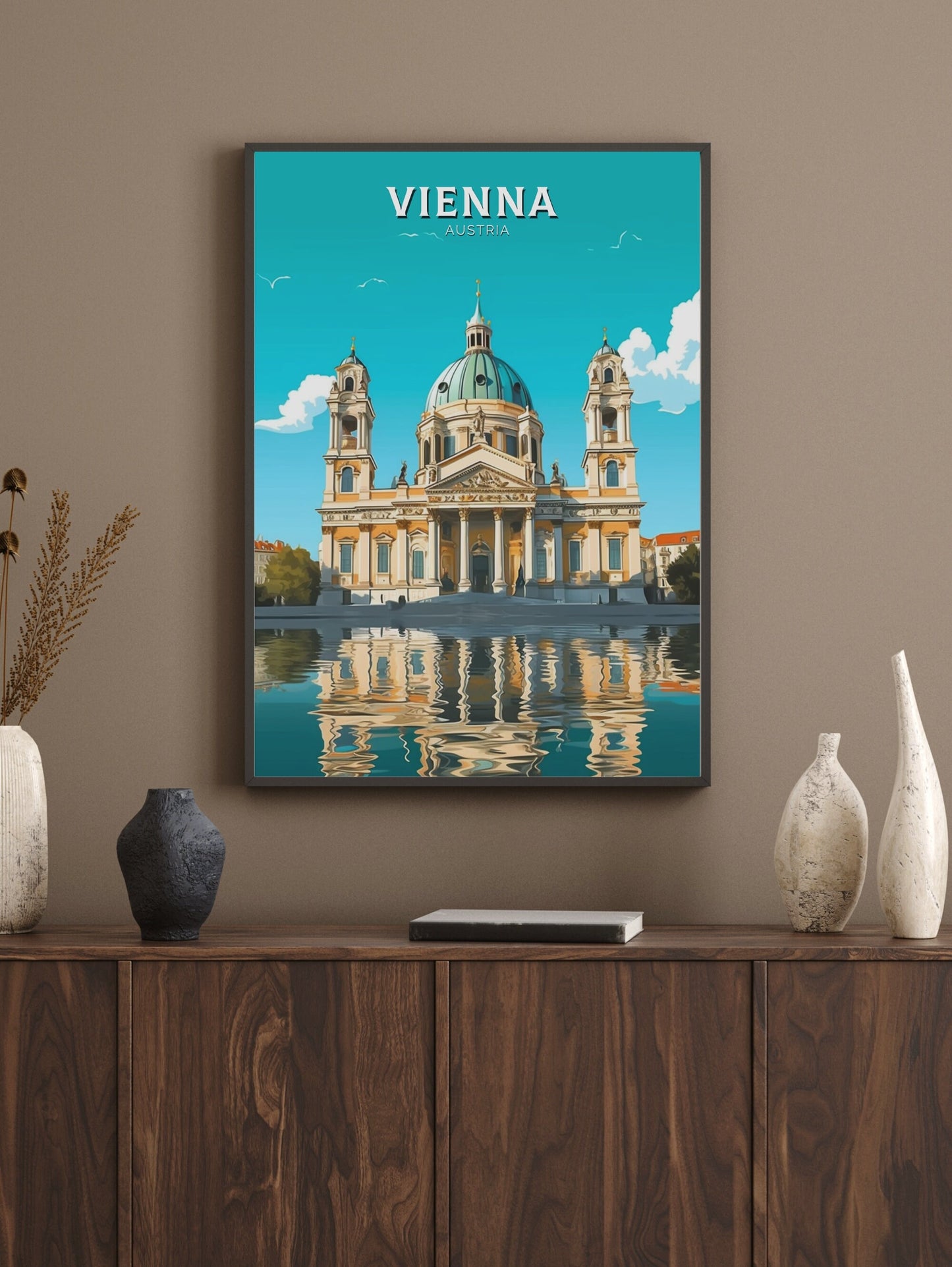 Vienna Travel Poster | Vienna Print | Vienna Illustration | Vienna Wall Art | Vienna Austria Print | Vienna Home Decor | Karlskirche ID 246