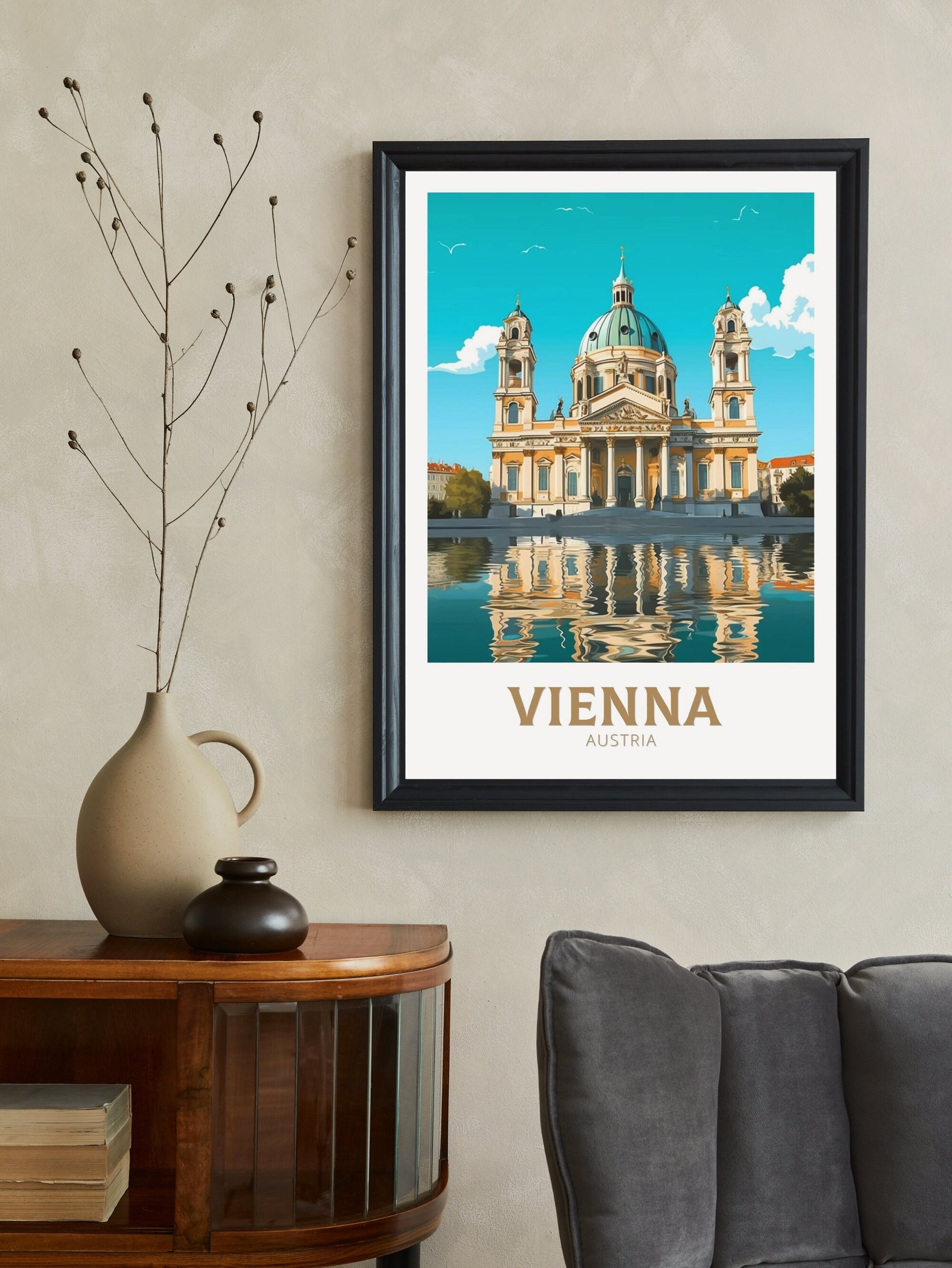 Vienna Print | Vienna Travel Poster | Vienna Illustration | Vienna Wall Art | Vienna Austria Print | Vienna Home Decor | Karlskirche ID 247