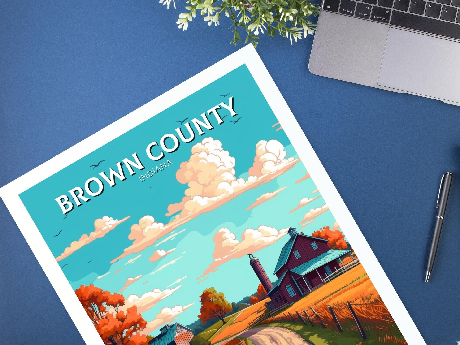 Brown County Indiana Travel Print | Brown County Poster | Brown County Illustration | Brown County Wall Art | Indiana USA Print | ID 279