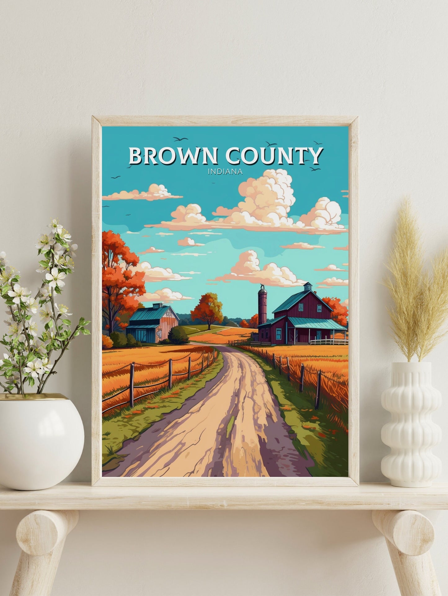 Brown County Indiana Travel Print | Brown County Poster | Brown County Illustration | Brown County Wall Art | Indiana USA Print | ID 279