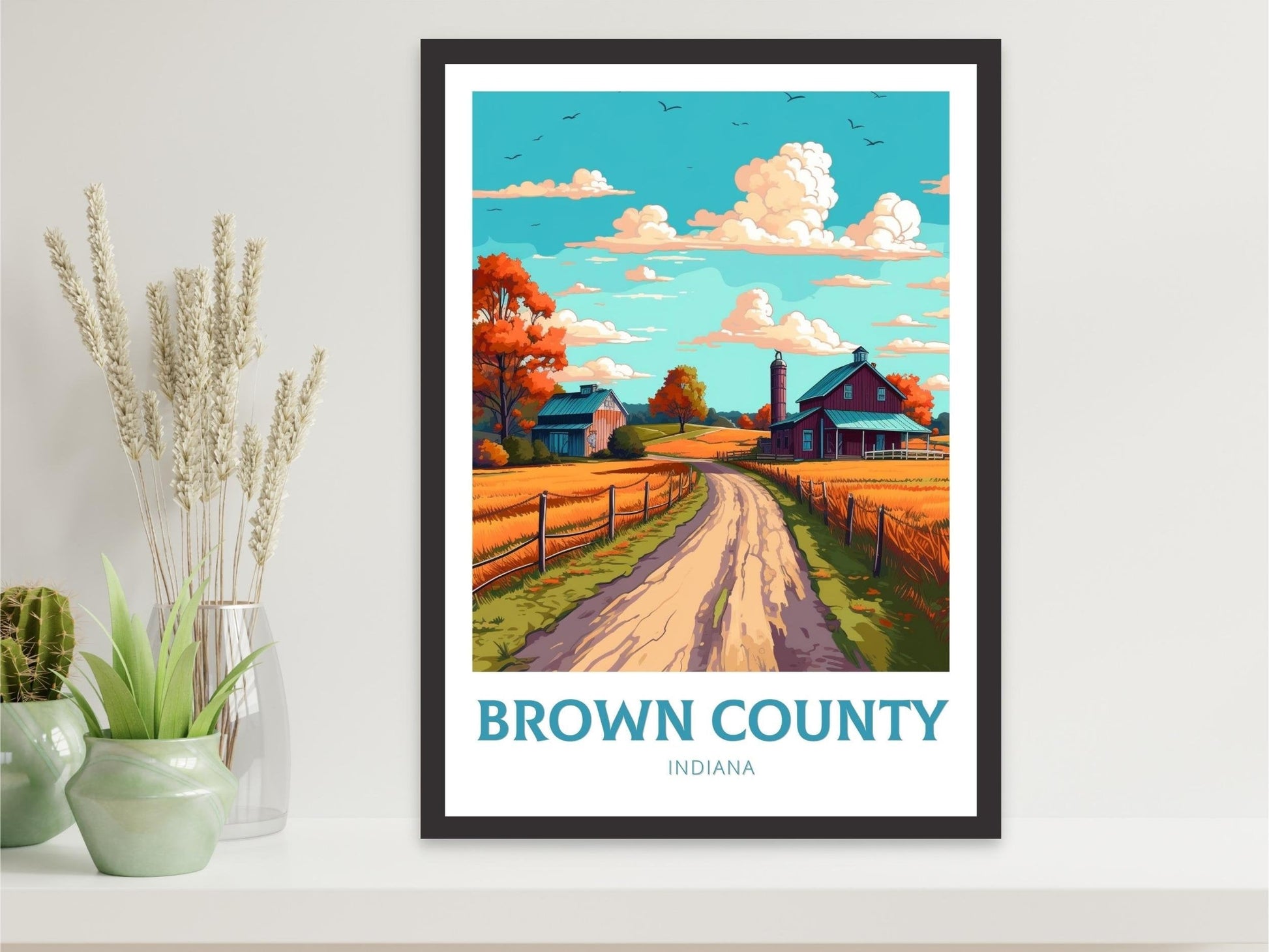 Brown County Poster | Brown County Indiana Travel Print | Brown County Illustration | Brown County Wall Art | Indiana USA Print | ID 280