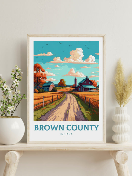 Brown County Poster | Brown County Indiana Travel Print | Brown County Illustration | Brown County Wall Art | Indiana USA Print | ID 280