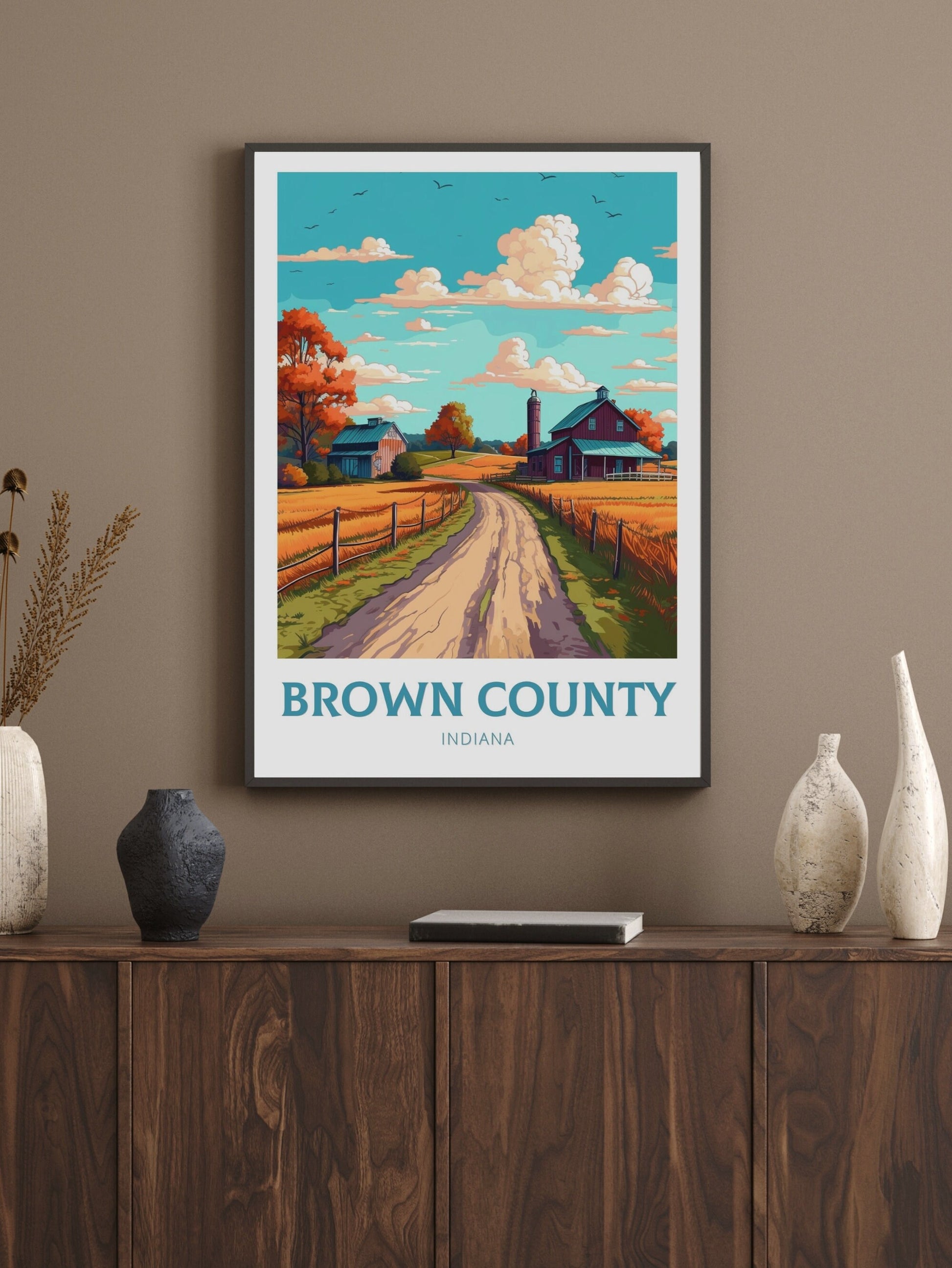 Brown County Poster | Brown County Indiana Travel Print | Brown County Illustration | Brown County Wall Art | Indiana USA Print | ID 280