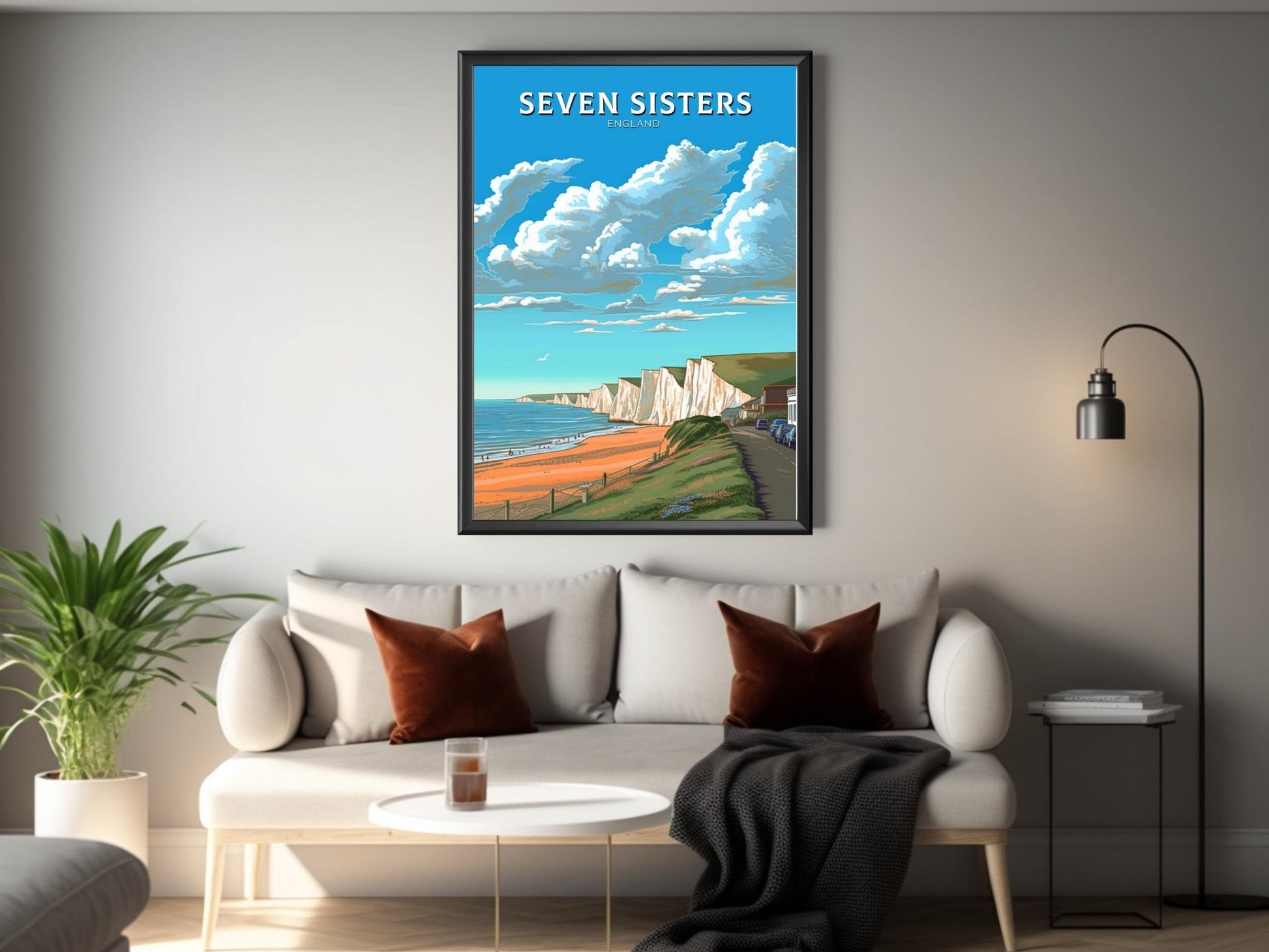 Seven Sisters Travel Poster | Seven Sisters Travel Print | Seven Sisters Wall Art | England Print | England Home Decor | Travel gift ID 283