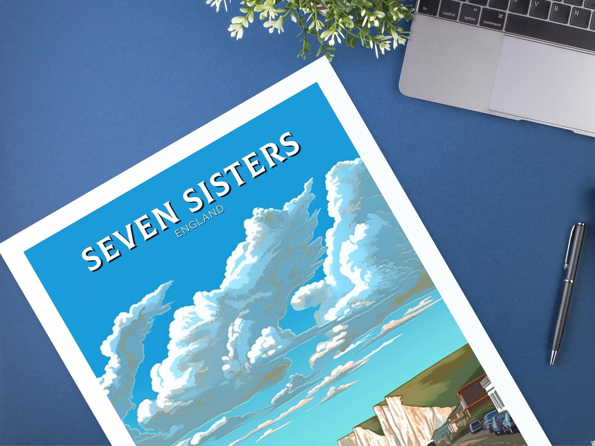 Seven Sisters Travel Poster | Seven Sisters Travel Print | Seven Sisters Wall Art | England Print | England Home Decor | Travel gift ID 283