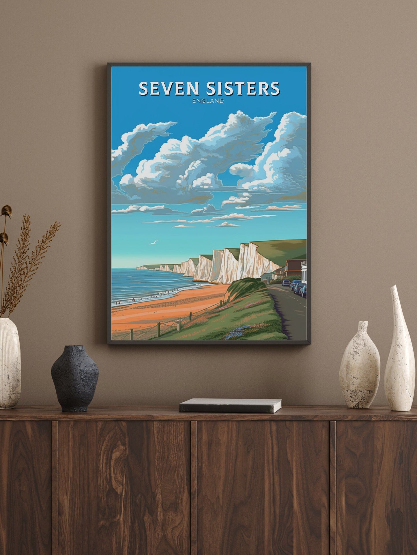 Seven Sisters Travel Poster | Seven Sisters Travel Print | Seven Sisters Wall Art | England Print | England Home Decor | Travel gift ID 283