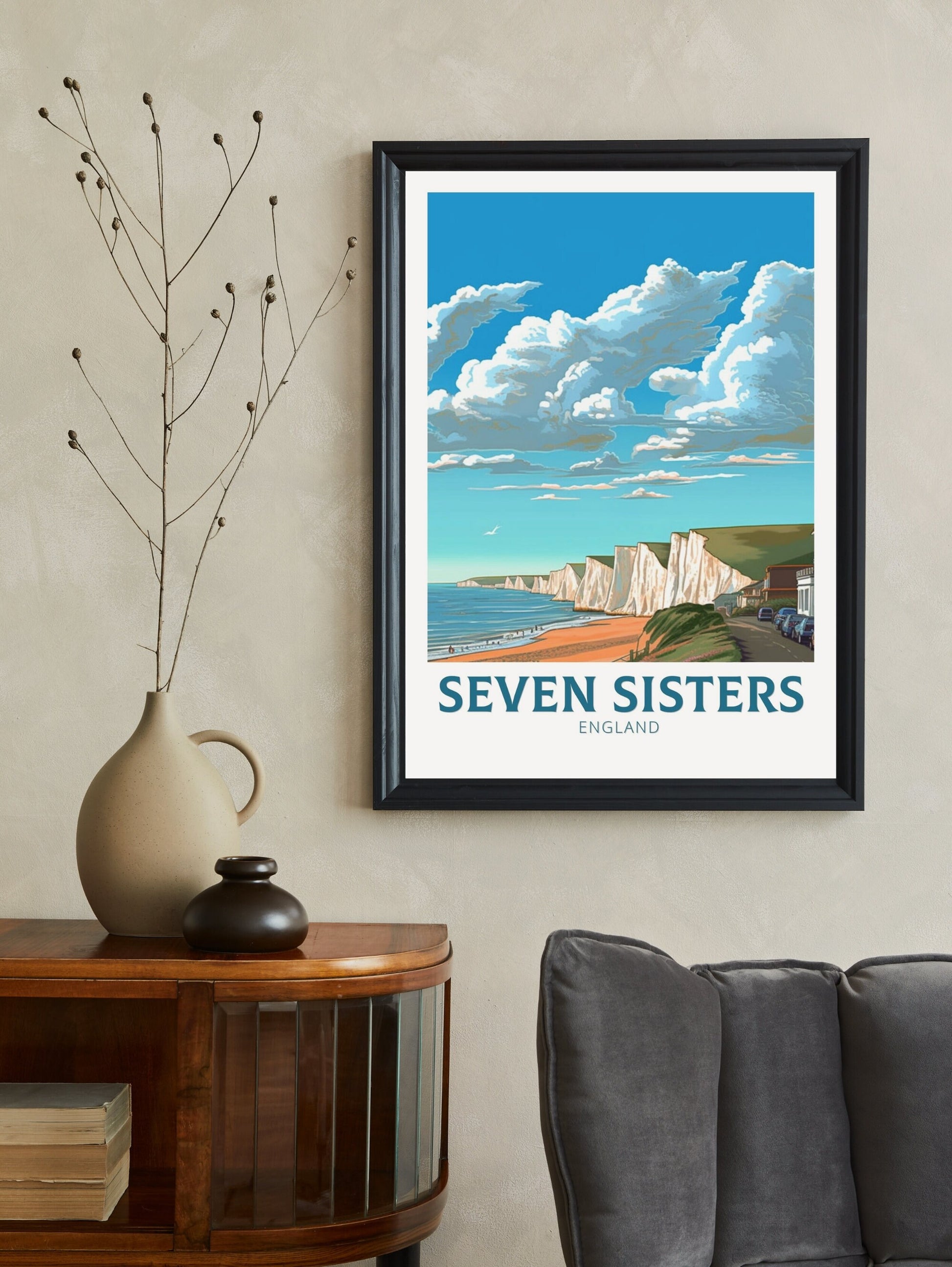 Seven Sisters Travel Print | Seven Sisters Travel Poster | Seven Sisters Wall Art | England Print | England Home Decor | Travel gift ID 284