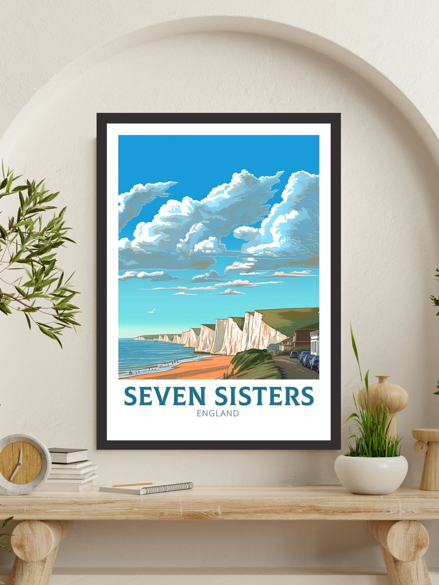 Seven Sisters Travel Print | Seven Sisters Travel Poster | Seven Sisters Wall Art | England Print | England Home Decor | Travel gift ID 284