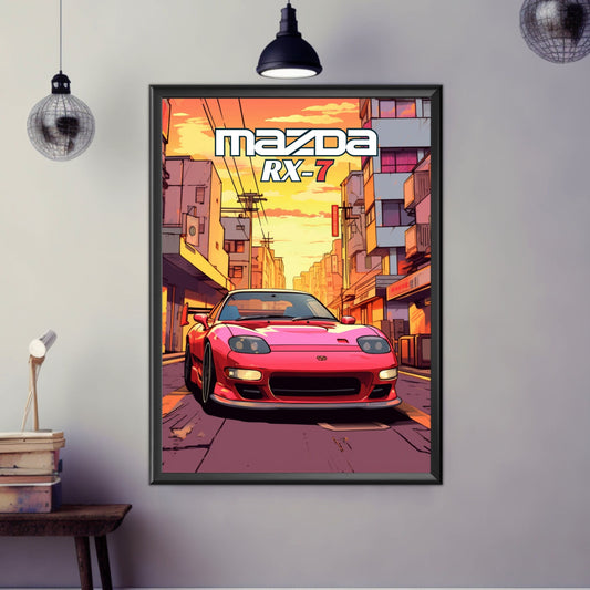 Mazda RX-7 Poster, Mazda RX-7 Print, 1990s Car Print, Car Print, Car Poster, Car Art, Japanese Car Print, Sports Car Print
