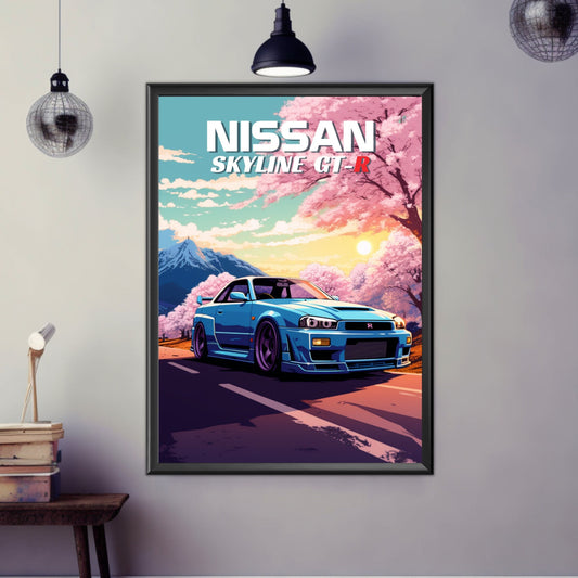 Nissan Skyline GT-R R34 Poster, Nissan Skyline GT-R R34 Print, 1990s Car Print, Car Art, Japanese Car Print, Car Print, Car Poster