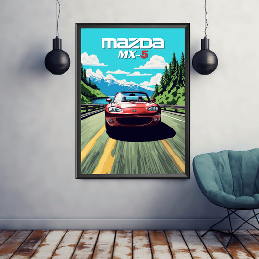 Mazda MX-5 Poster, Mazda MX-5 Print, 1990s Car Print, Car Print, Car Poster, Car Art, Japanese Car Print, Sports Car Print, Two-Seater