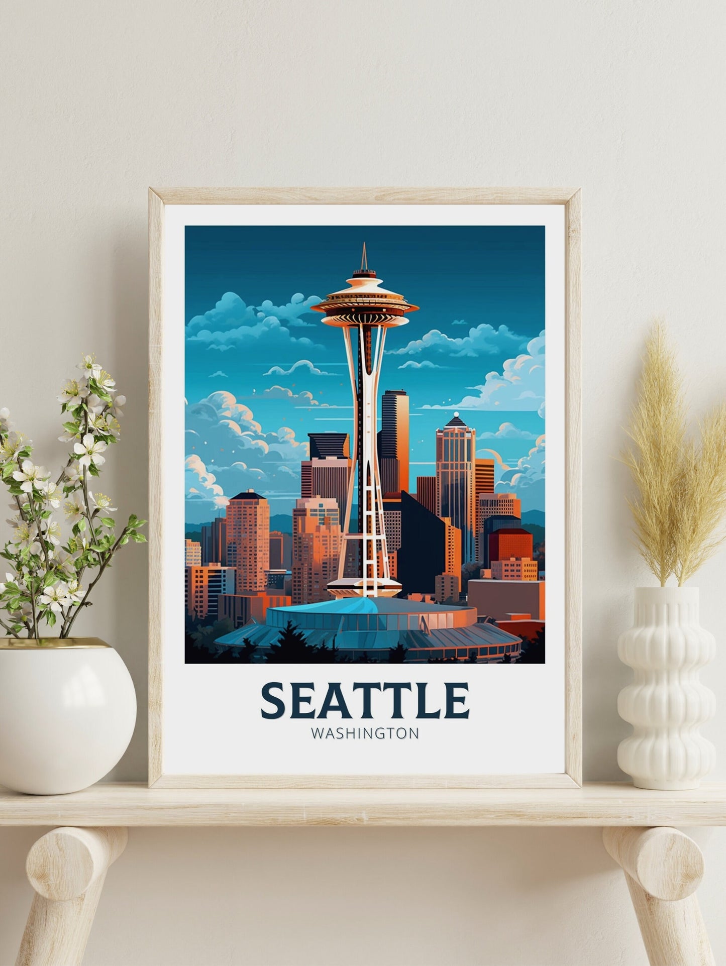 Seattle Print | Seattle Poster | Seattle Illustration | Seattle Painting | Seattle Wall Art | City Landscape | Seattle Travel Print | ID 385