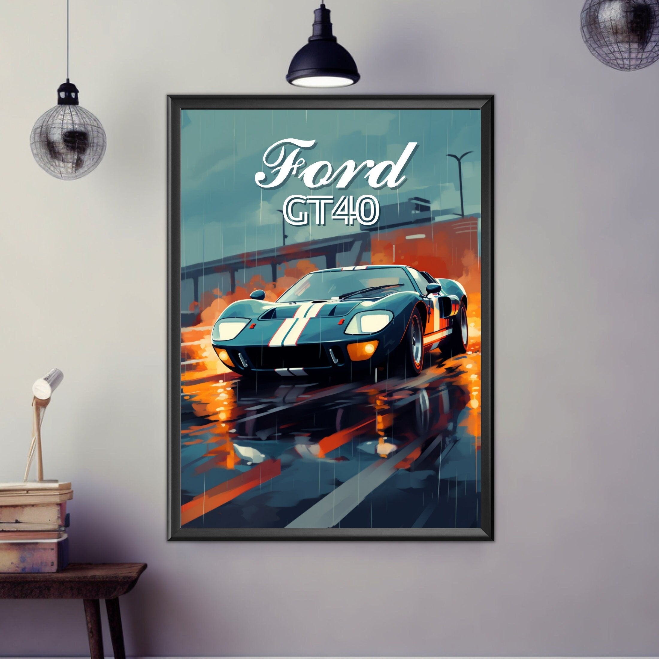 Ford GT40 Poster, Ford GT40 Print, 1960s Car Print, Car Art, American ...